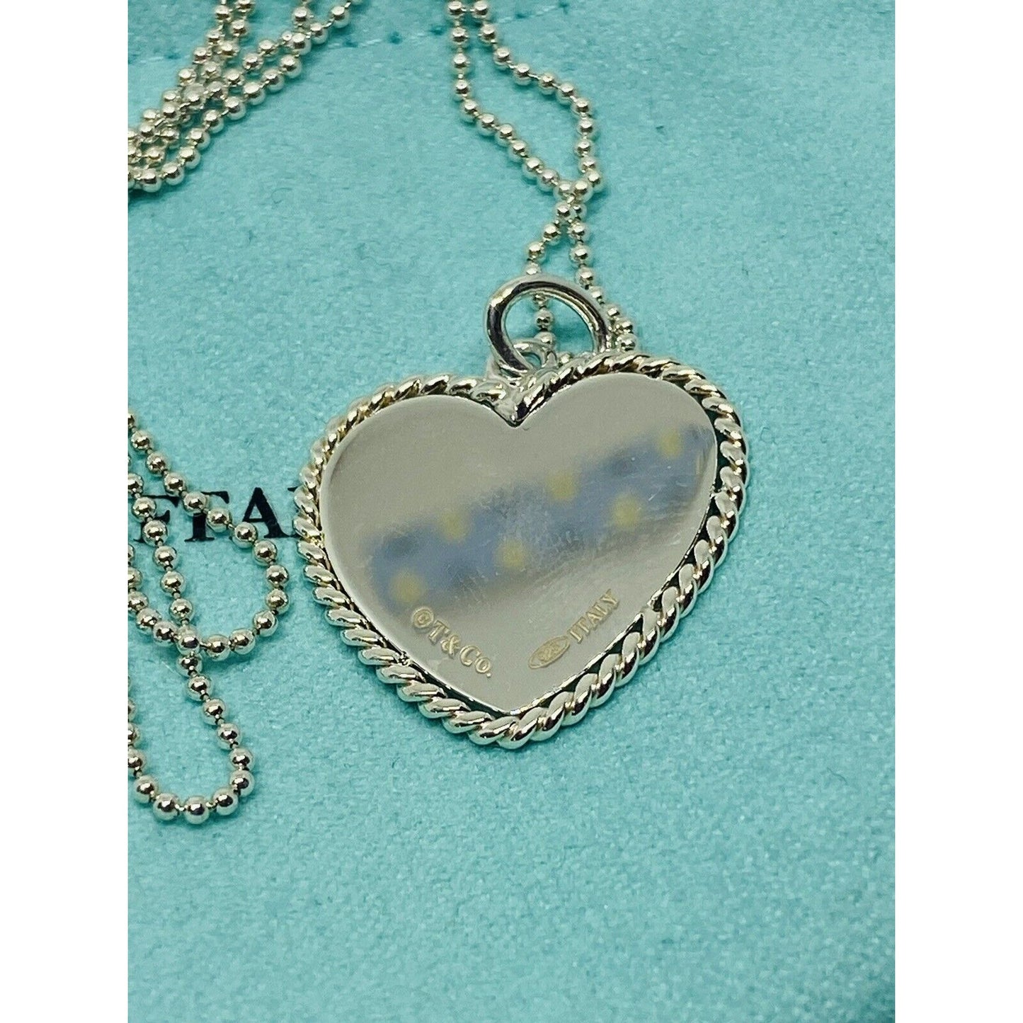 Tiffany & Co. RARE NY Twisted Heart Italy Sterling Silver Pendant Necklace BEAD
