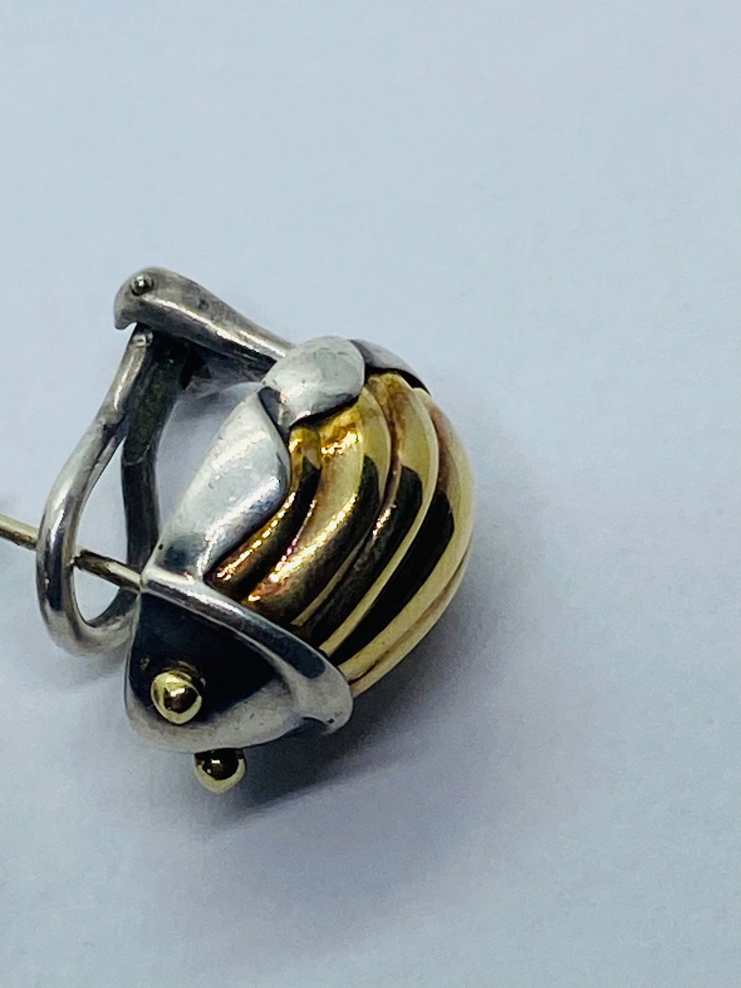 Tiffany & Co 1993 SCARAB Sterling Silver 18k Yellow Gold Body Pierced Earrings