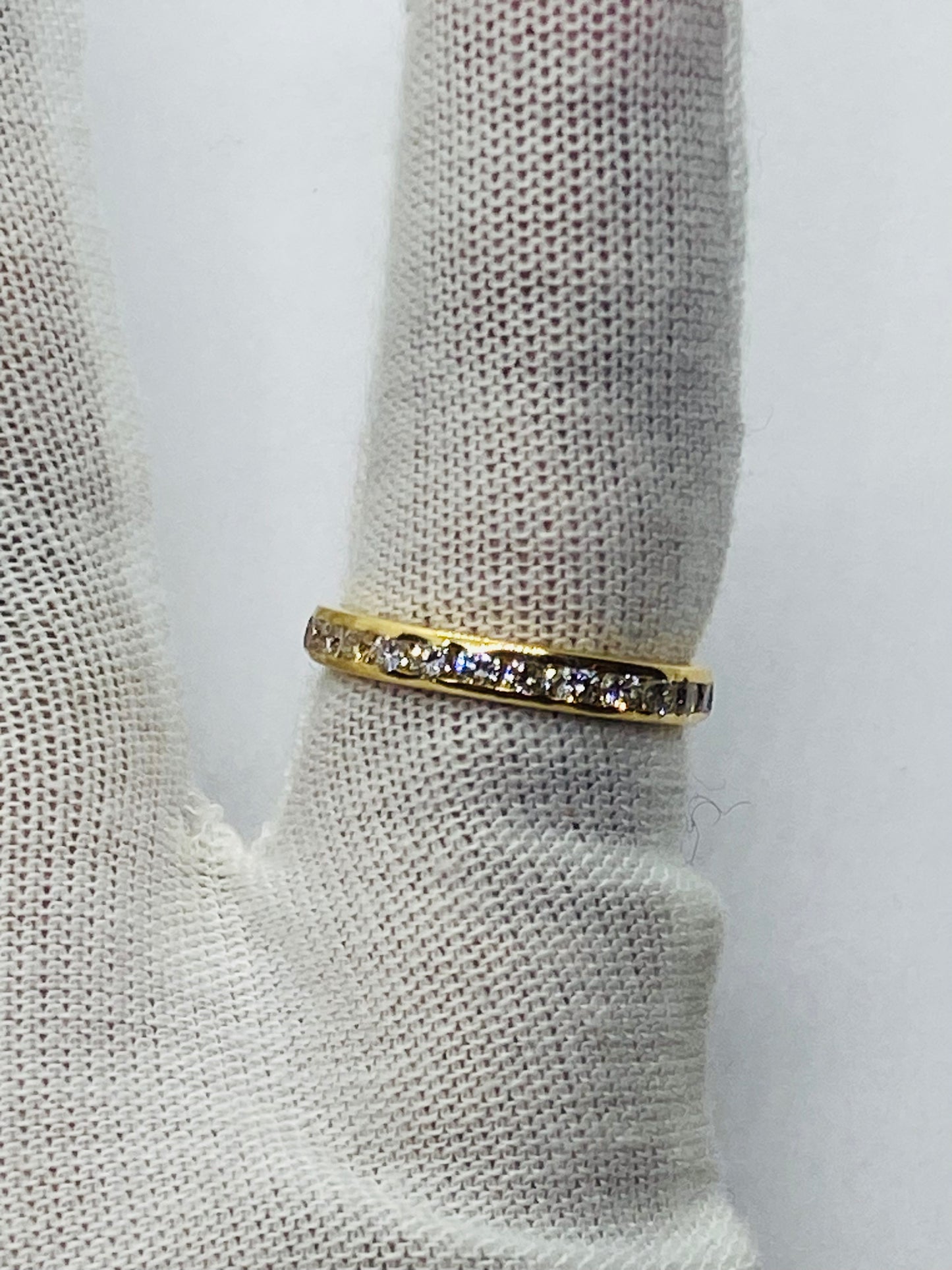 Tiffany & Co Round Diamond Channel Set Eternity Band Yellow Gold Size 5.5 .78Ct