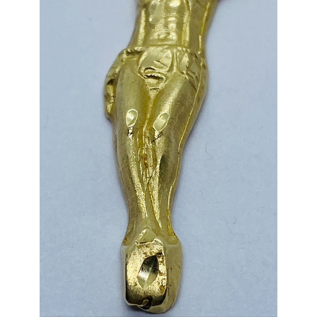 14K Yellow Gold Cross Crucifix Charm Pendant 44 x 37 MM