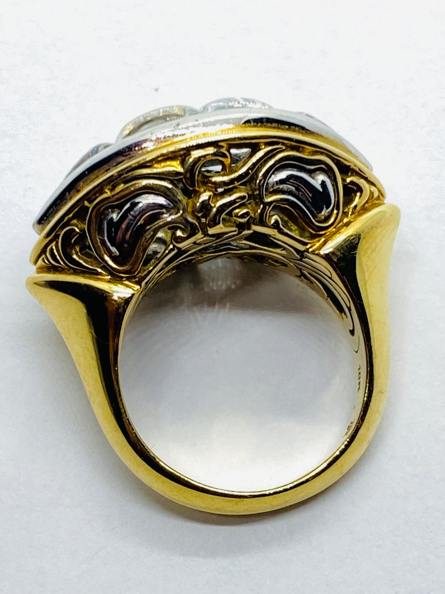 John Hardy Solid Yellow And White Gold 18K 750 Batu Glacier White Topaz Ring