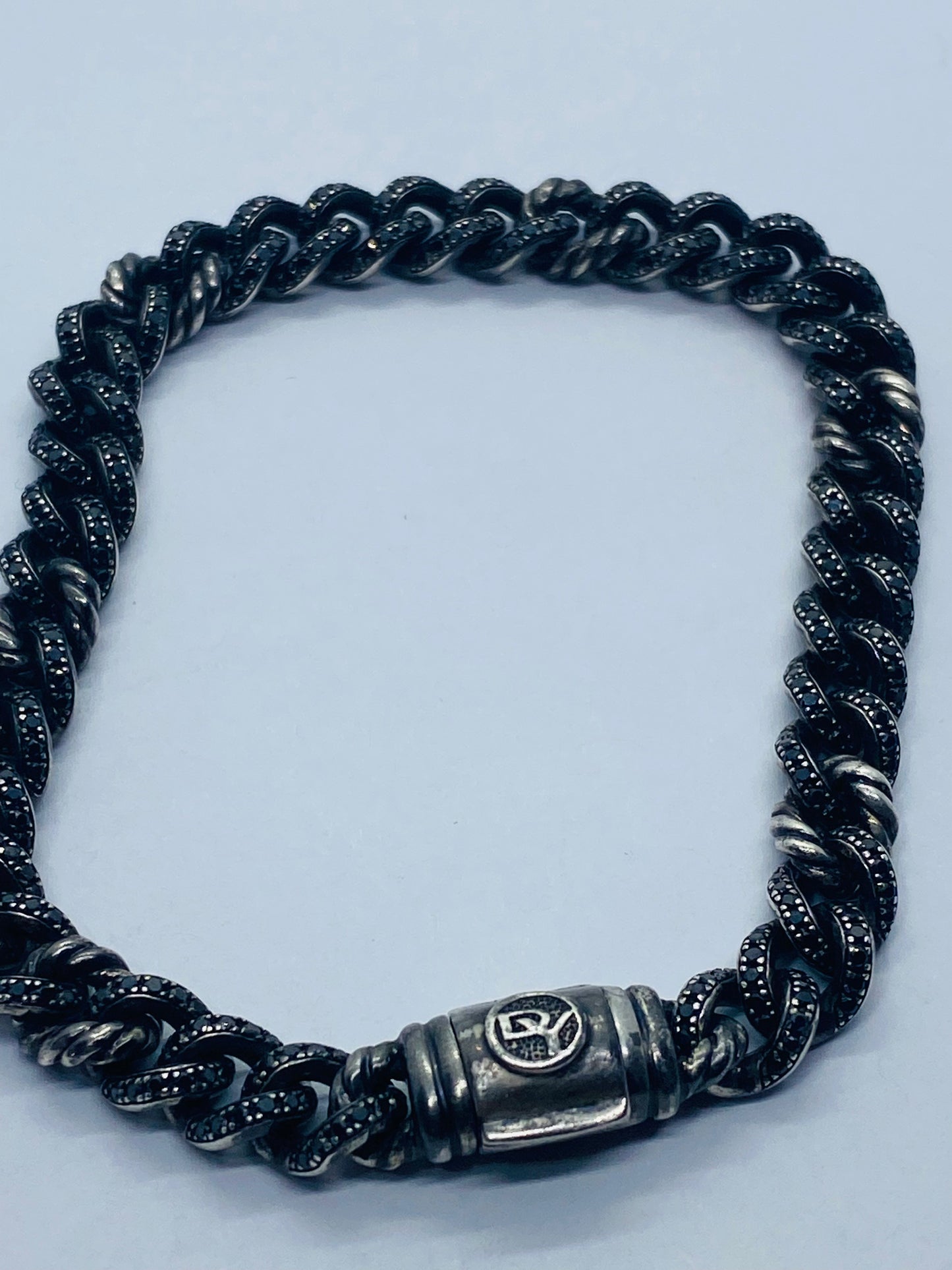 $4200 David Yurman Sterling Silver BraceletBlack Pave Diamonds 6.5” 6.4mm