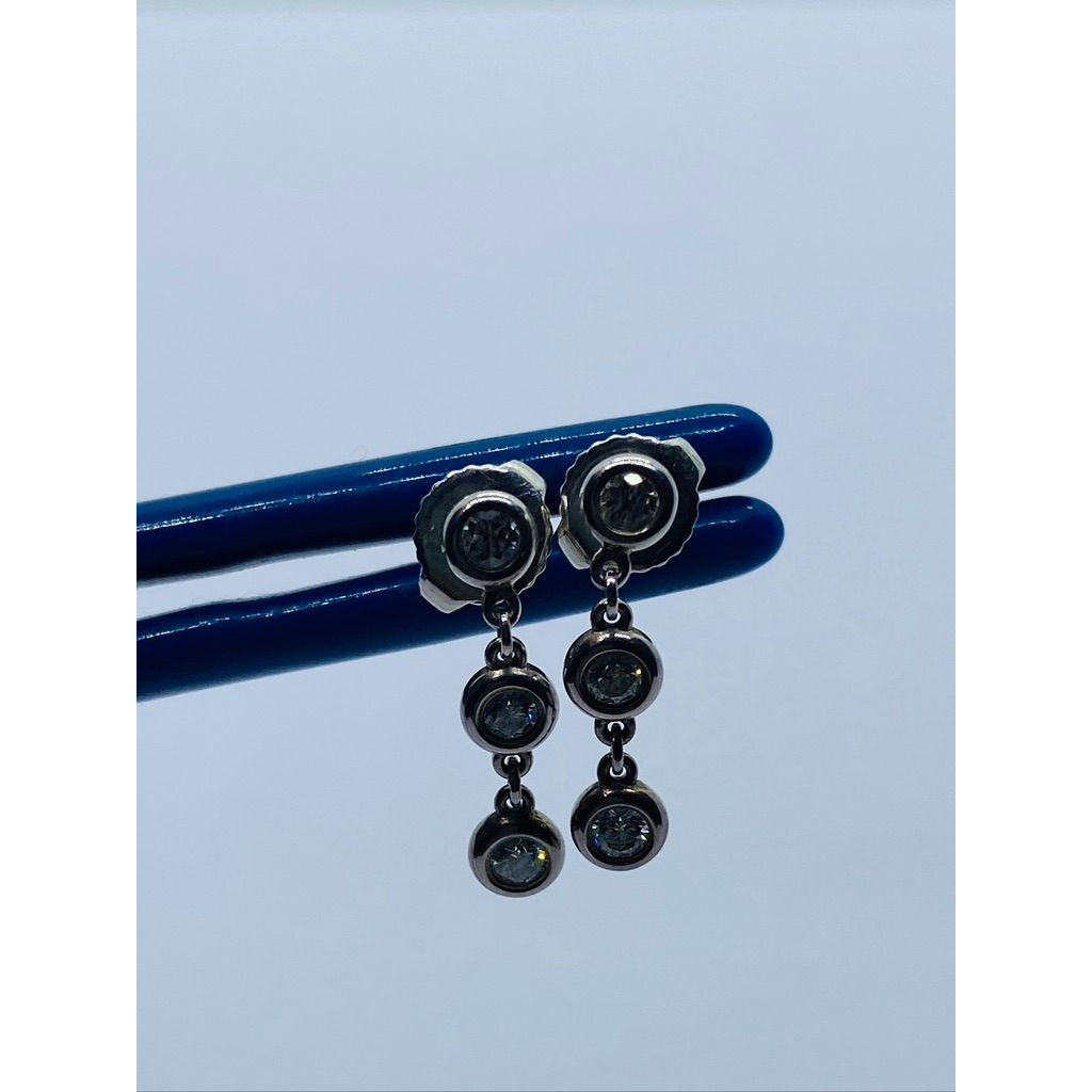 Authentic Diamonds by the Yard Drop Earrings Sterling Silver 925 .30