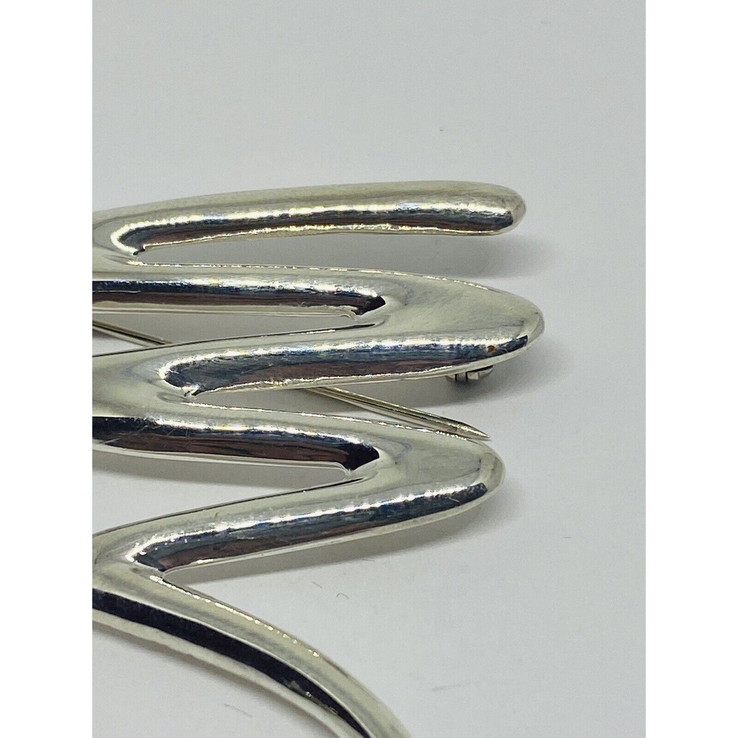 Vintage Sterling Silver Scribble Zig Zag Brooch Pin Pendant, Signed Thailand 925
