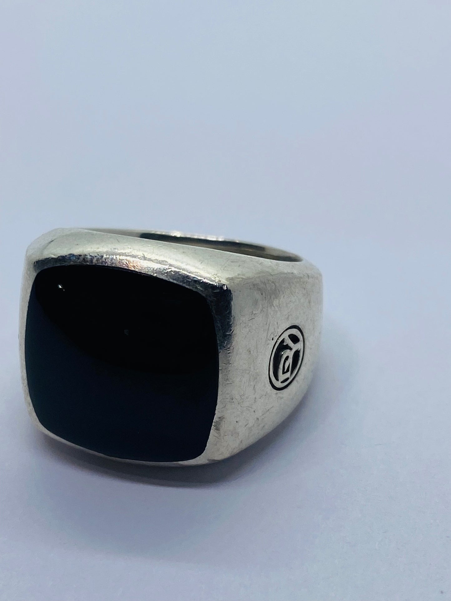 David Yurman Sterling Silver 17mm Black Onyx Signet Ring Size 11