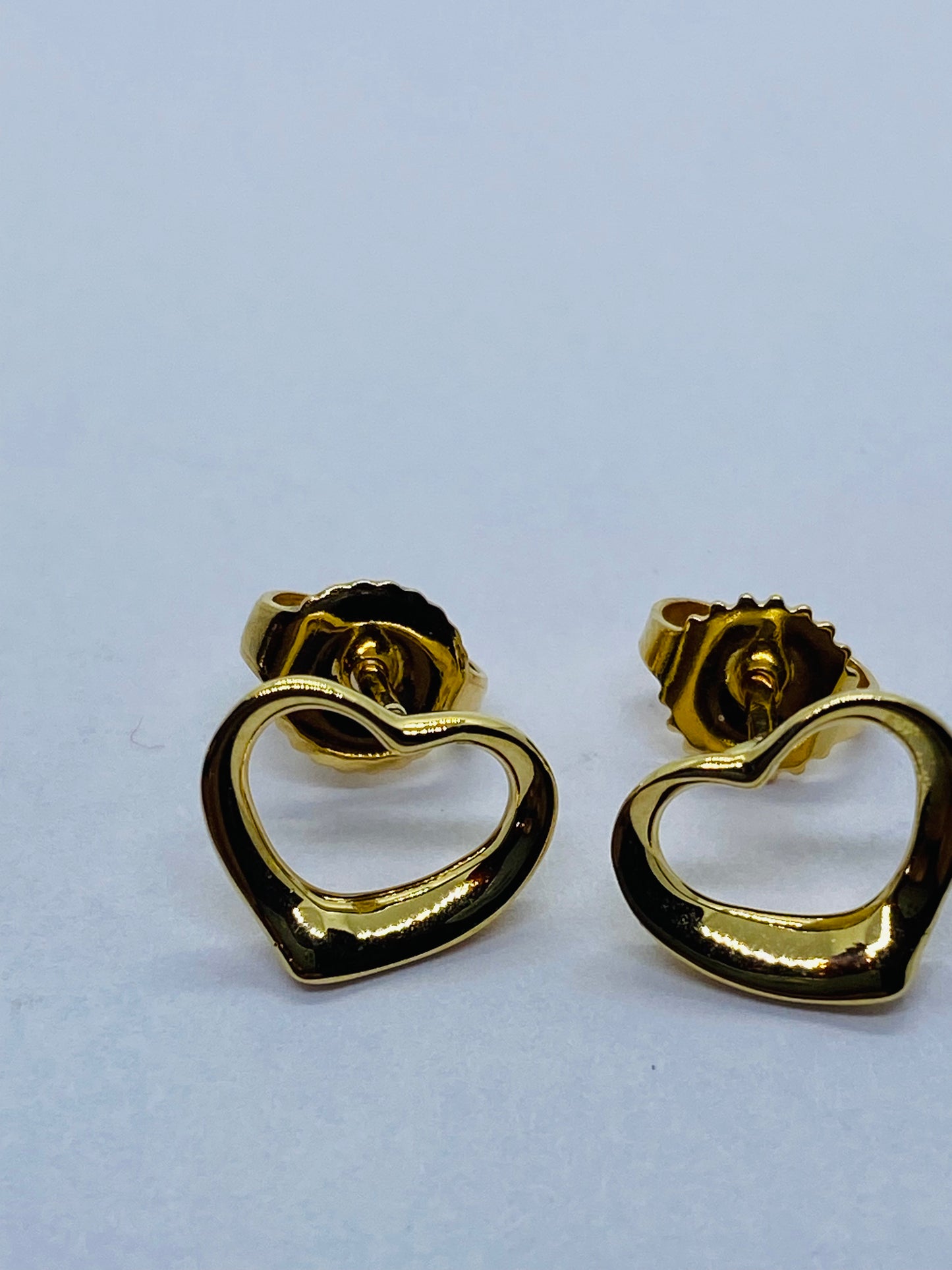 Tiffany & Co. Elsa Peretti 18K Yellow Gold Open Heart Stud Earrings READ
