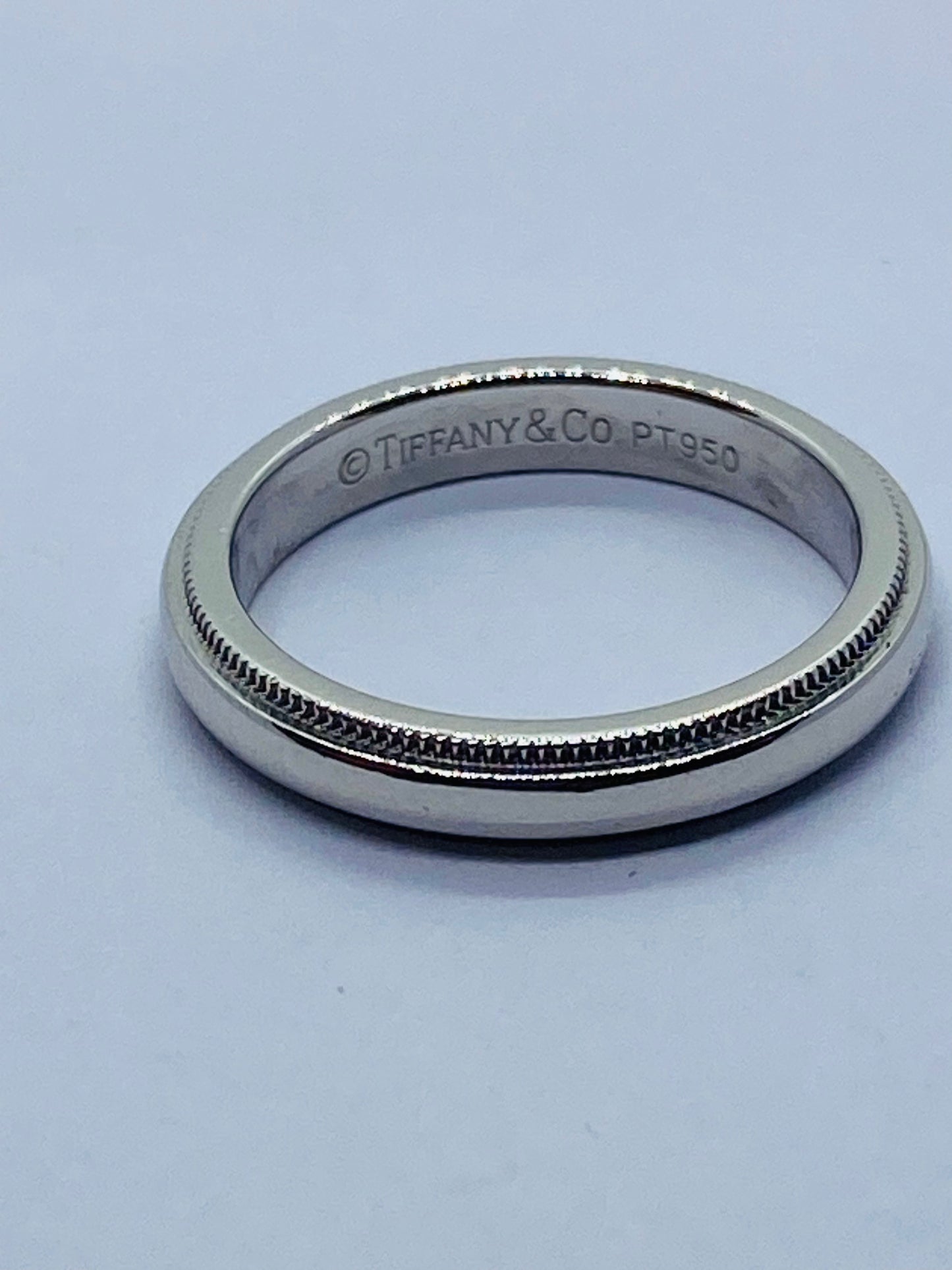 TIFFANY & CO PLATINUM 950 Double MILGRAIN WEDDING BAND 3MM SIZE 4