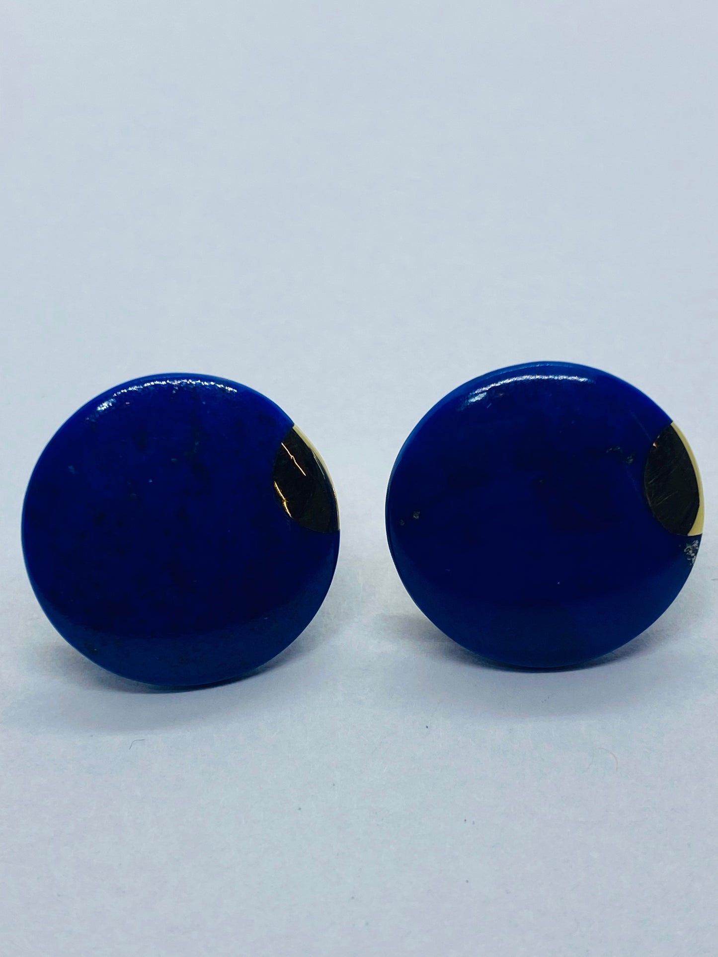 TIFFANY & CO 1976 ANGELA CUMMINGS 18 KT LENTILS EARRINGS WITH LAPIS LAZULI RARE