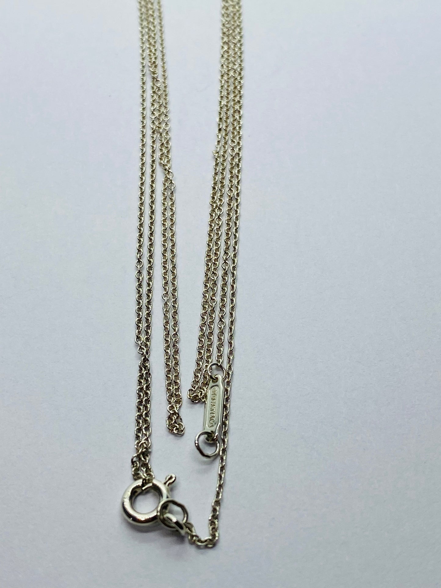 35" Tiffany & Co Sterling Silver 1mm Link Chain Necklace with Lobster Clasp