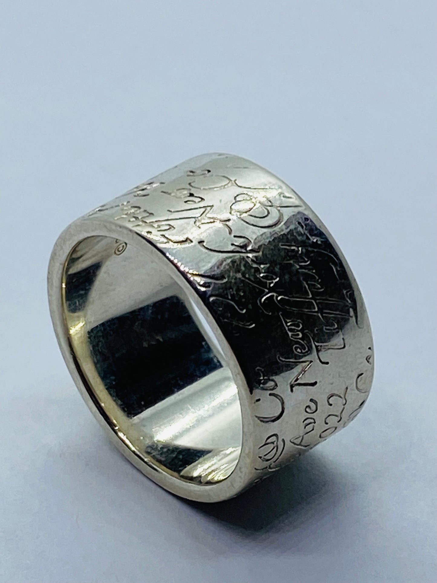 Tiffany & Co Silver Wide Notes Fifth Ave Ring Size 5.5 10mm Wide