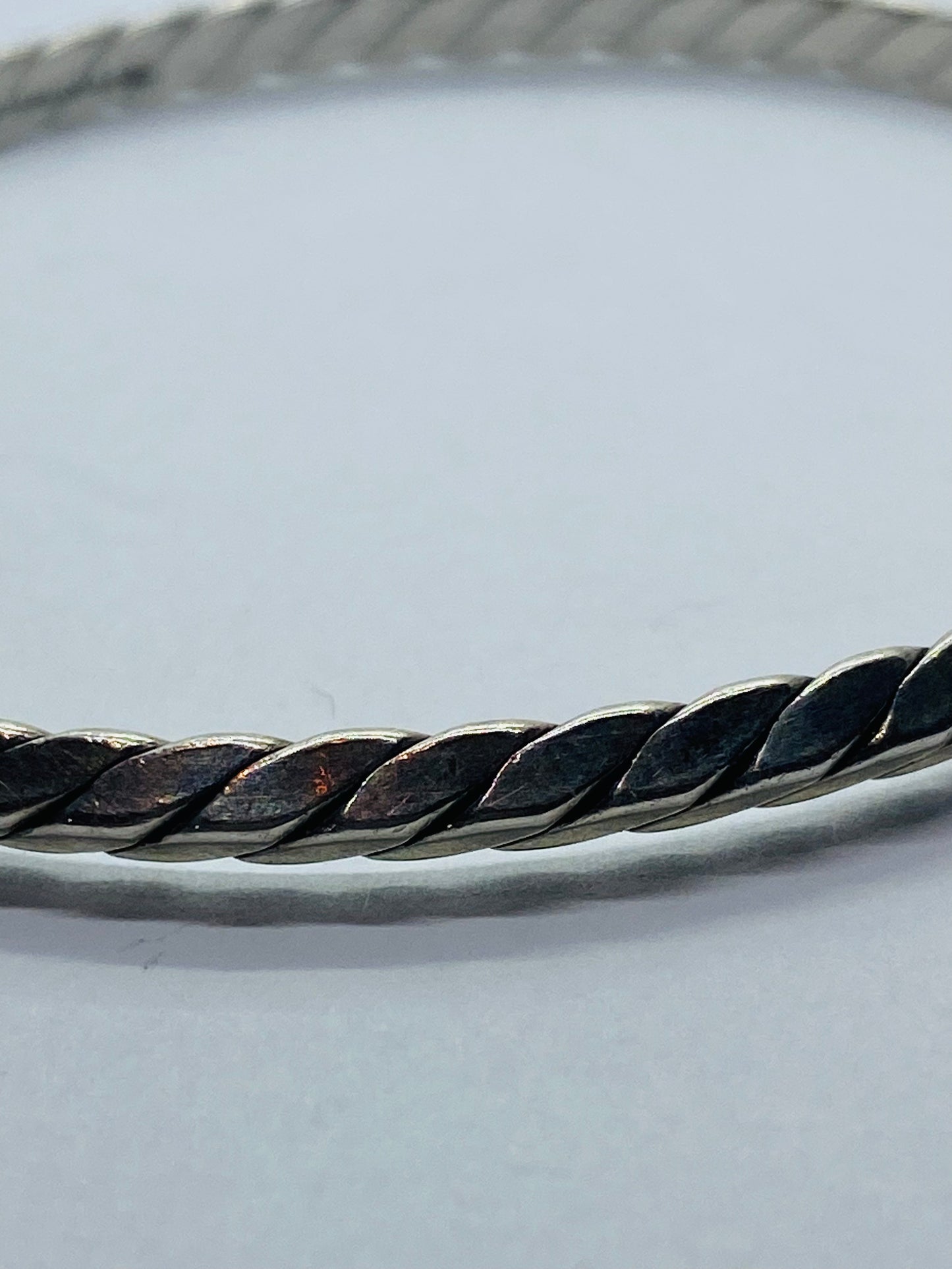 Tiffany & Co. Sterling Silver 925 Twist Braided Knife Edge Bangle Bracelet 7.75”
