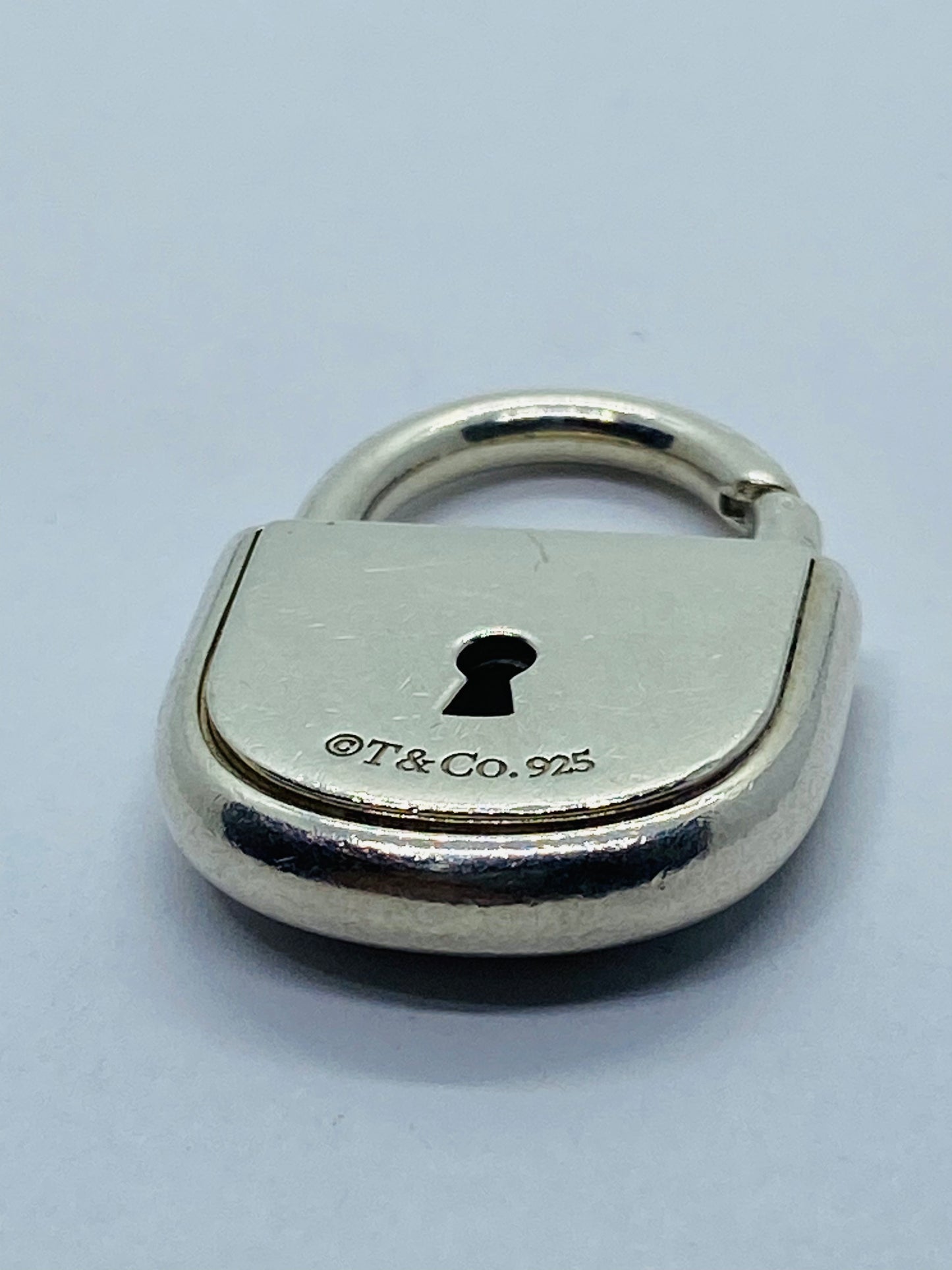 Tiffany Co Sterling Silver Arc Padlock Lock Keyhole Oval Charm Pendant