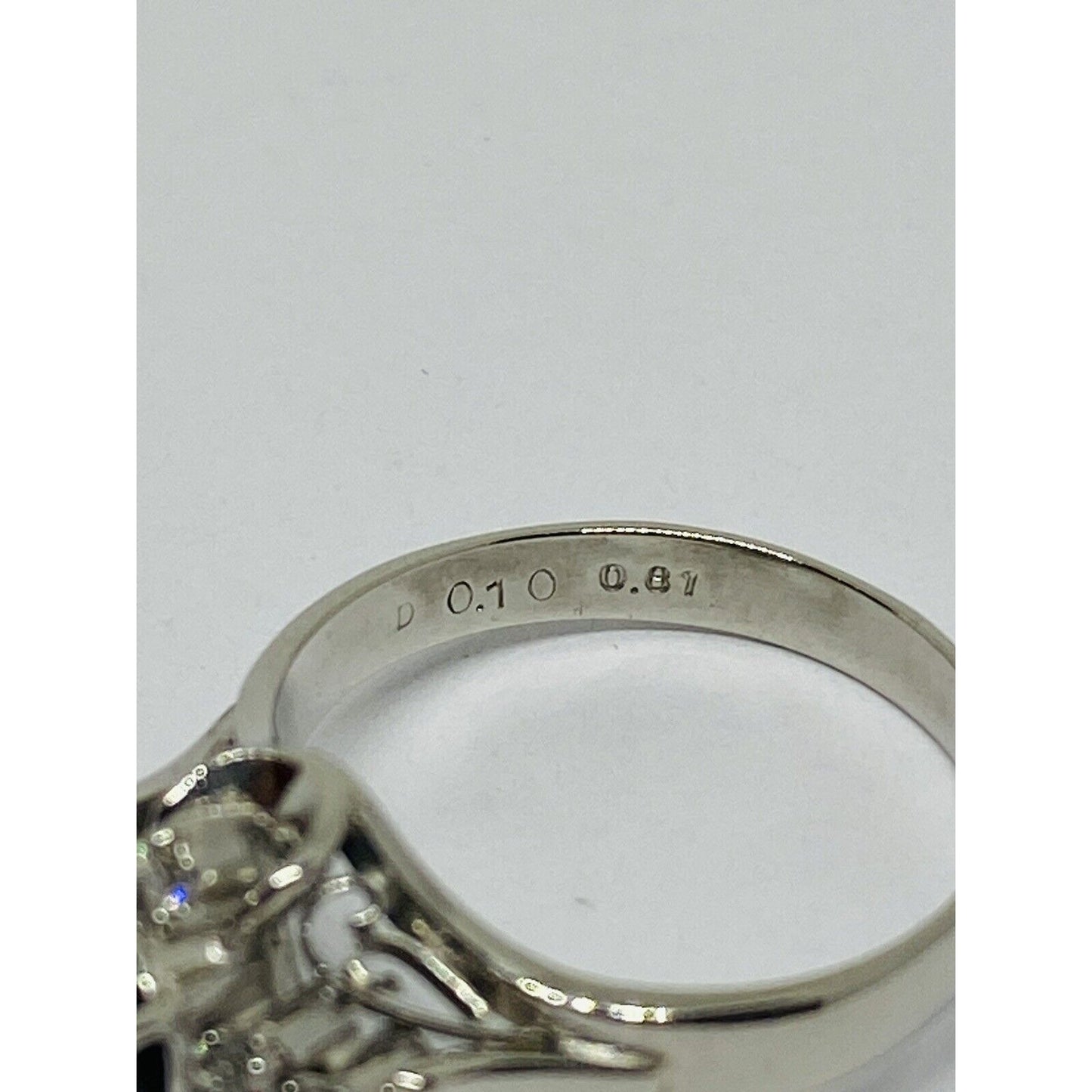 Platinum 900 Blue Sapphire Diamond Ring Size 5 .91 ctw
