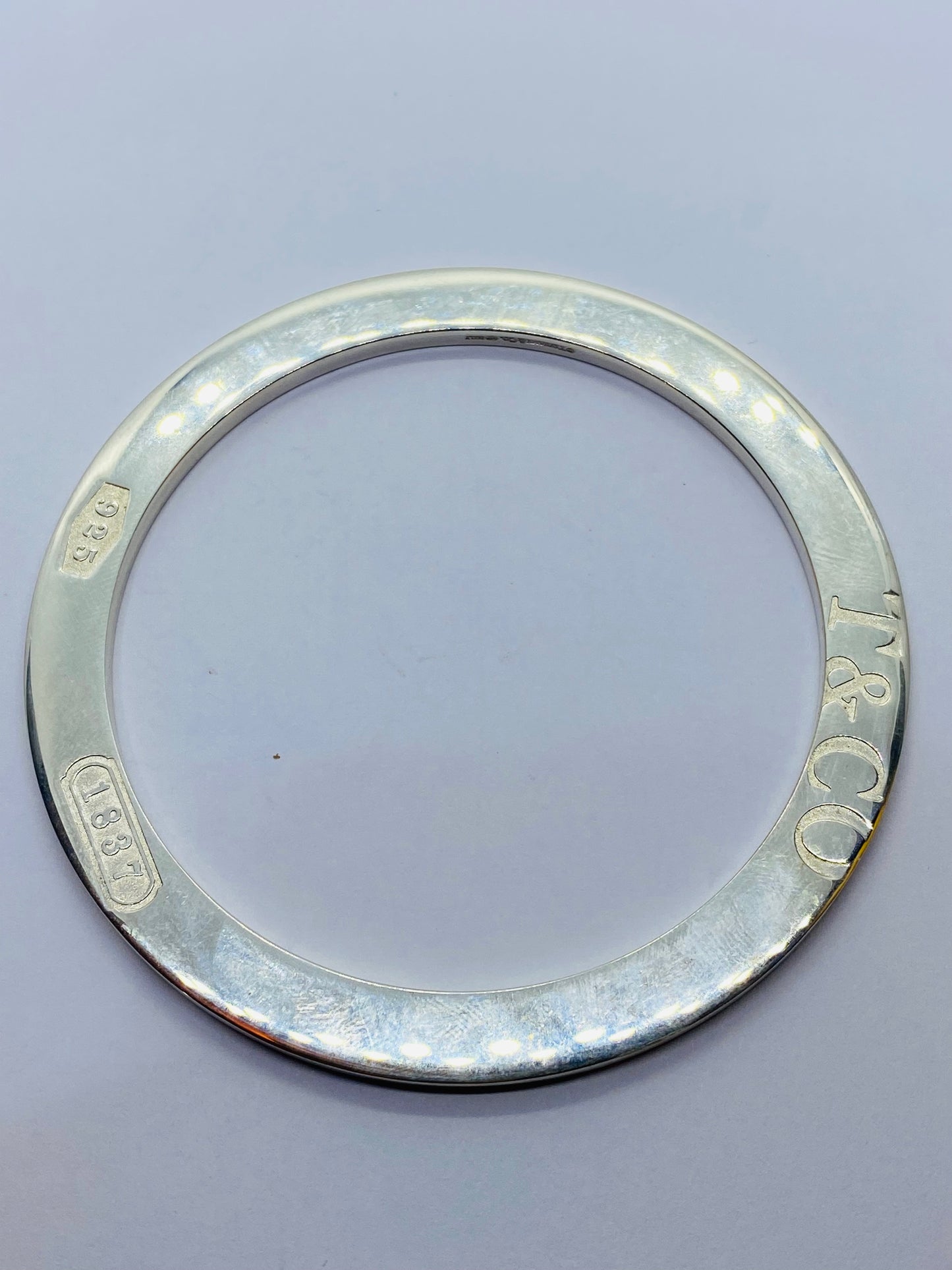 Tiffany & Co 1837 Sterling Silver 935 bracelet. RARE flat disk circle bangle