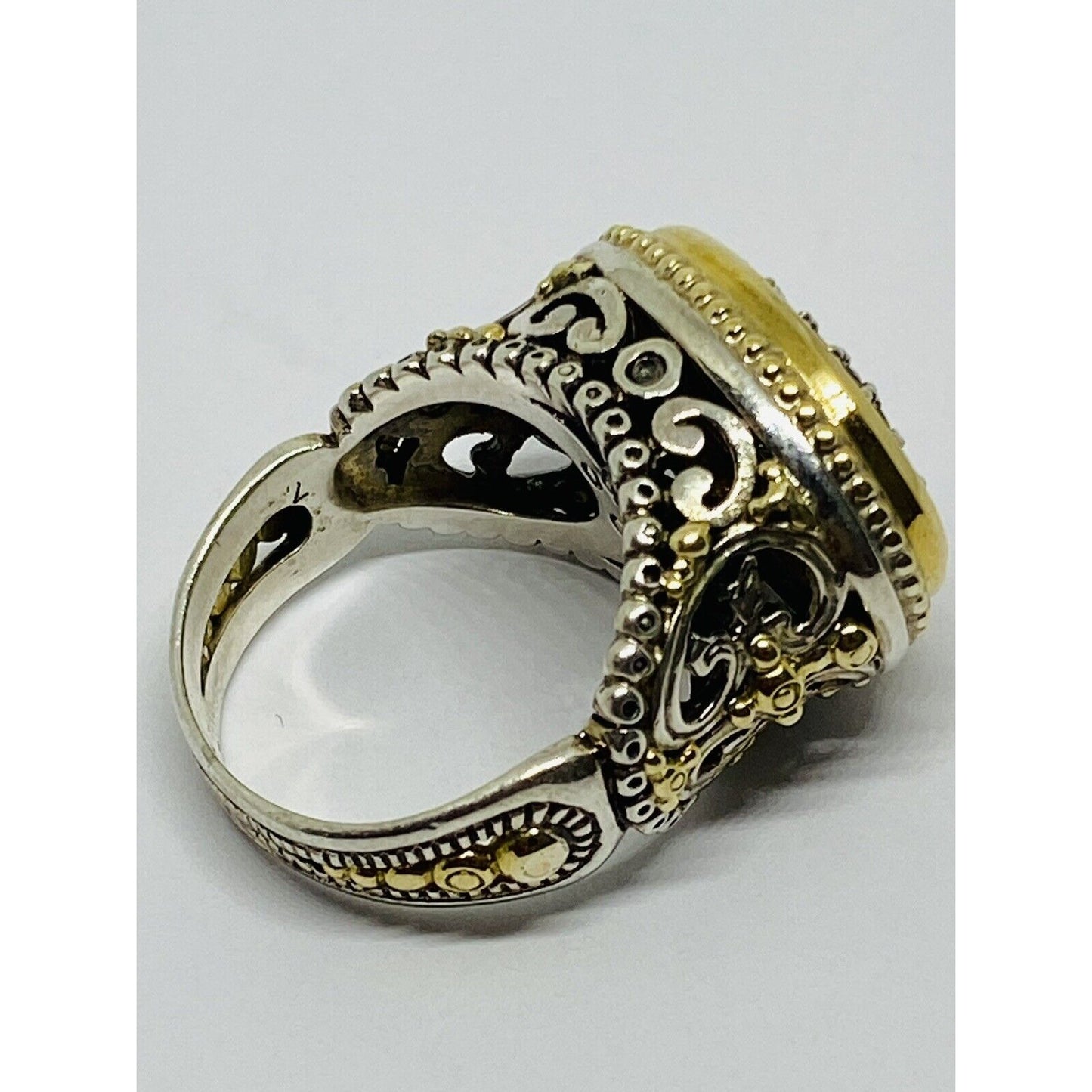 KONSTANTINO 18K YELLOW GOLD 750 STERLING SILVER 925 Multi Gem Ring Size 7.5