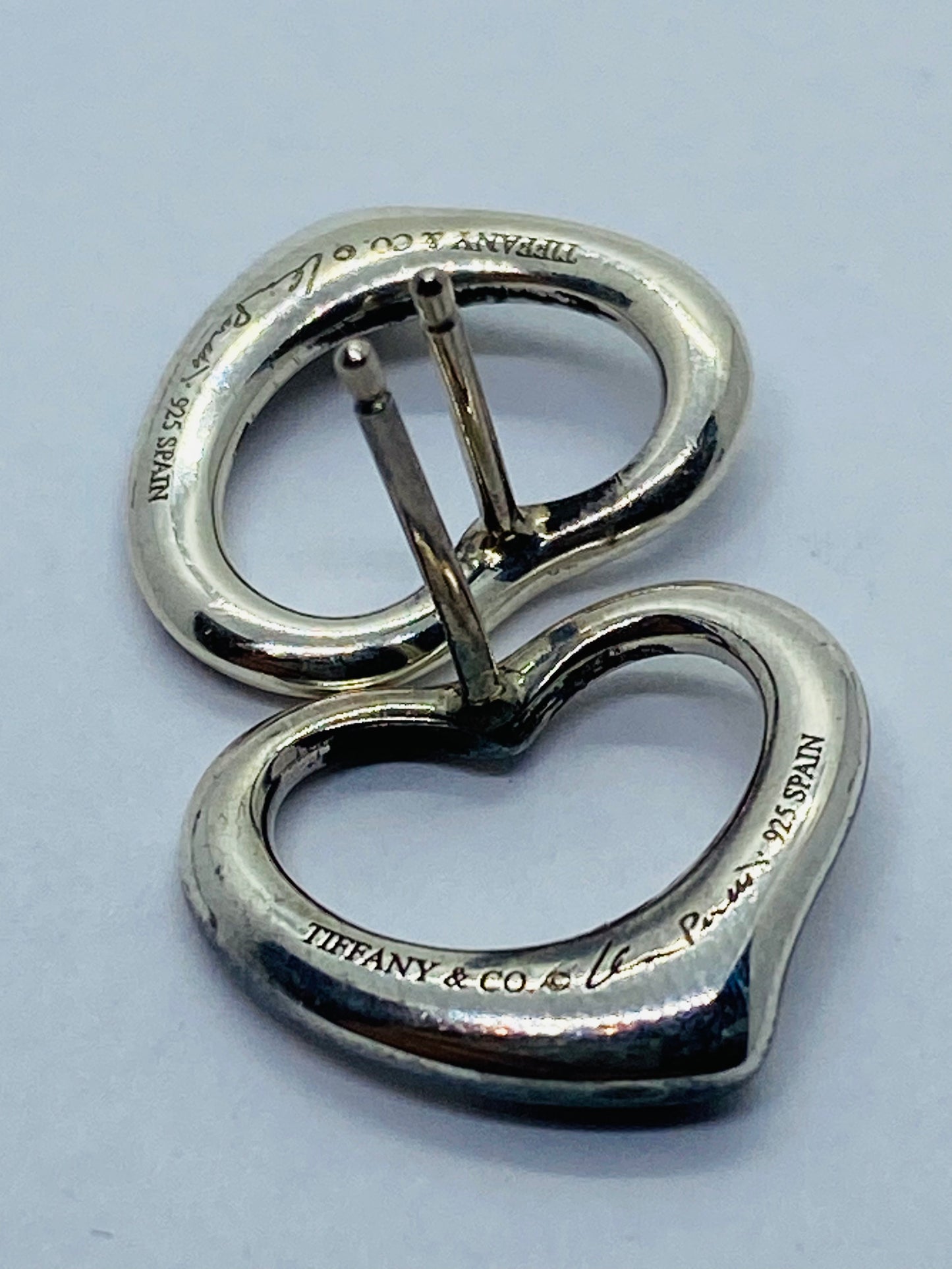 Rare LARGE Tiffany & Co. Peretti Sterling Silver Open Heart Stud Earrings 17MM