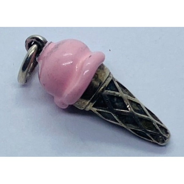 Tiffany & Co. Pink Enamel Ice Cream Cone Charm Pendant