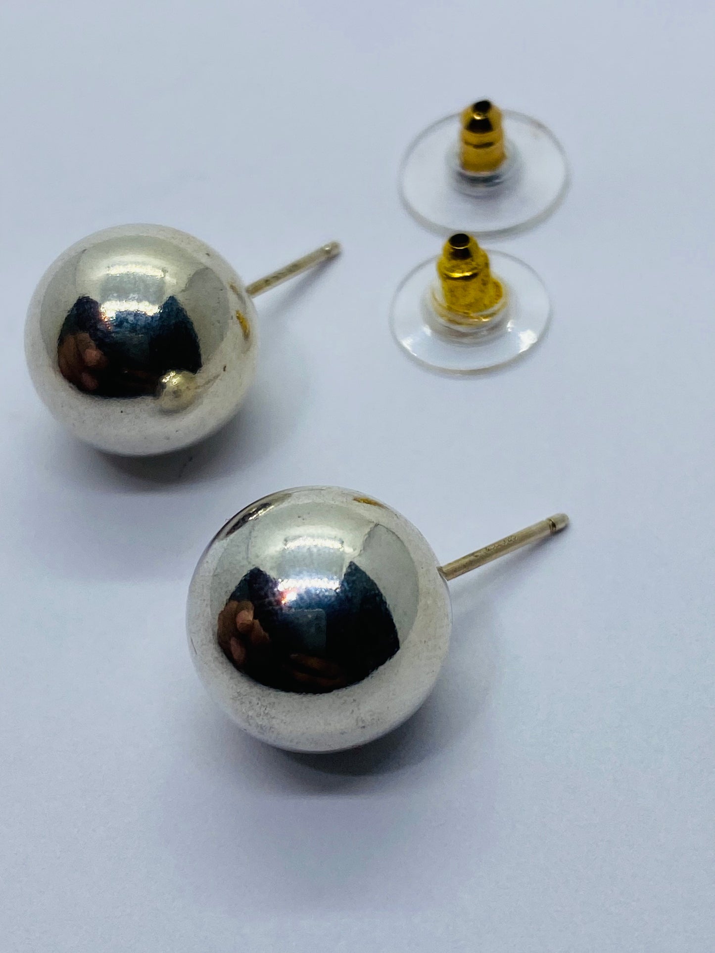 Retired 14mm Tiffany & Co Sterling Silver Ball Stud Earrings. read.
