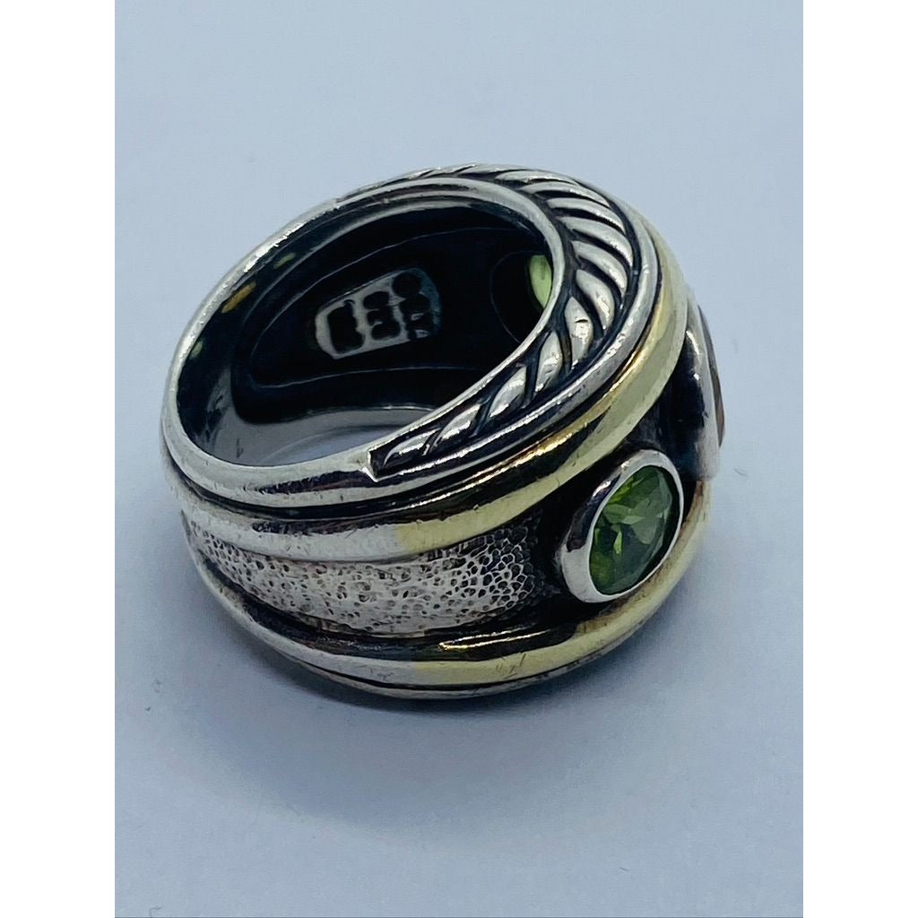 DAVID YURMAN 14K Gold Sterling Silver Citrine Green Peridot Renaissance Ring 6.75