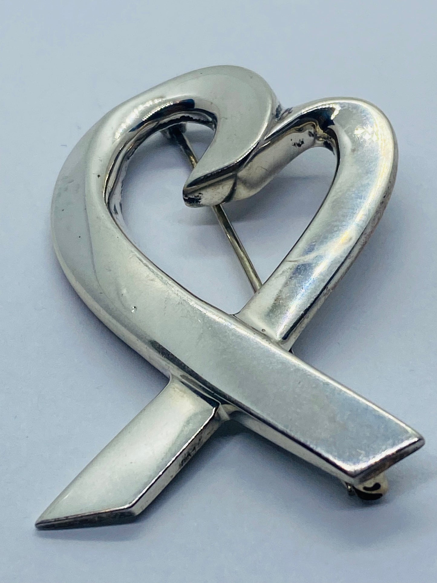 Tiffany & Co Paloma Picasso 925 Silver Silver Loving Open Heart Brooch LARGE