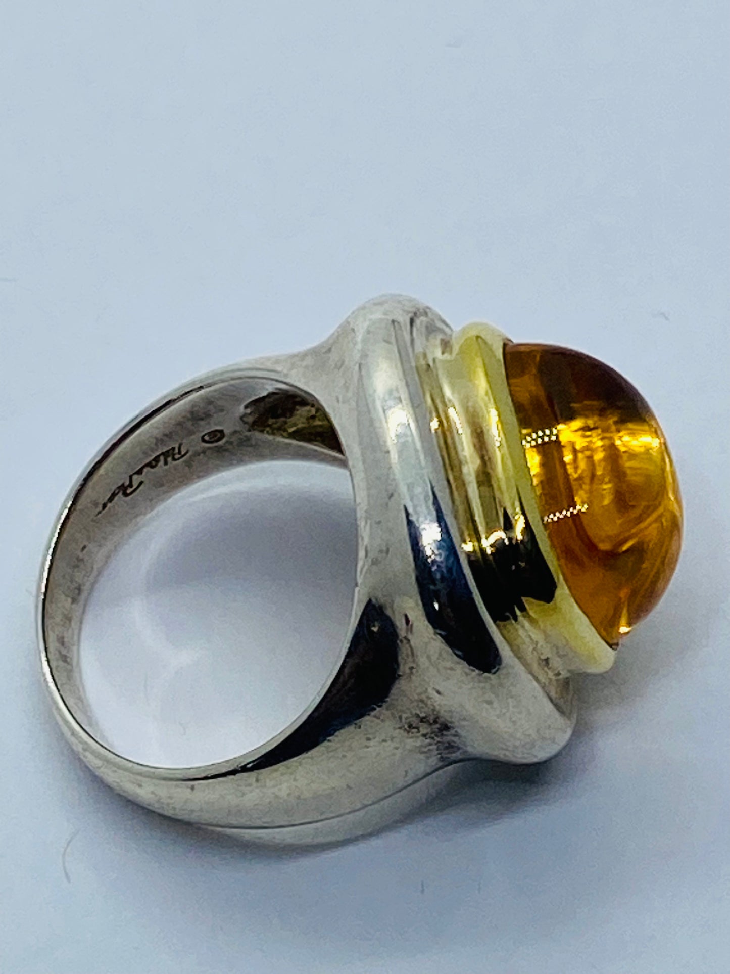 Tiffany & Co Sugar Loaf PALOMA PICASSO Sterling Silver 18k 750 Gold Citrine Ring