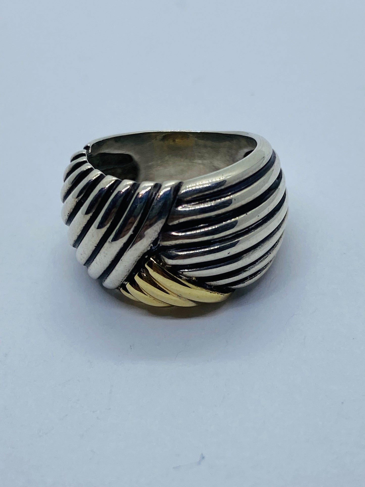 Vintage Tiffany & Co. 14K Gold and Sterling Silver Dome Ring Size 6.75