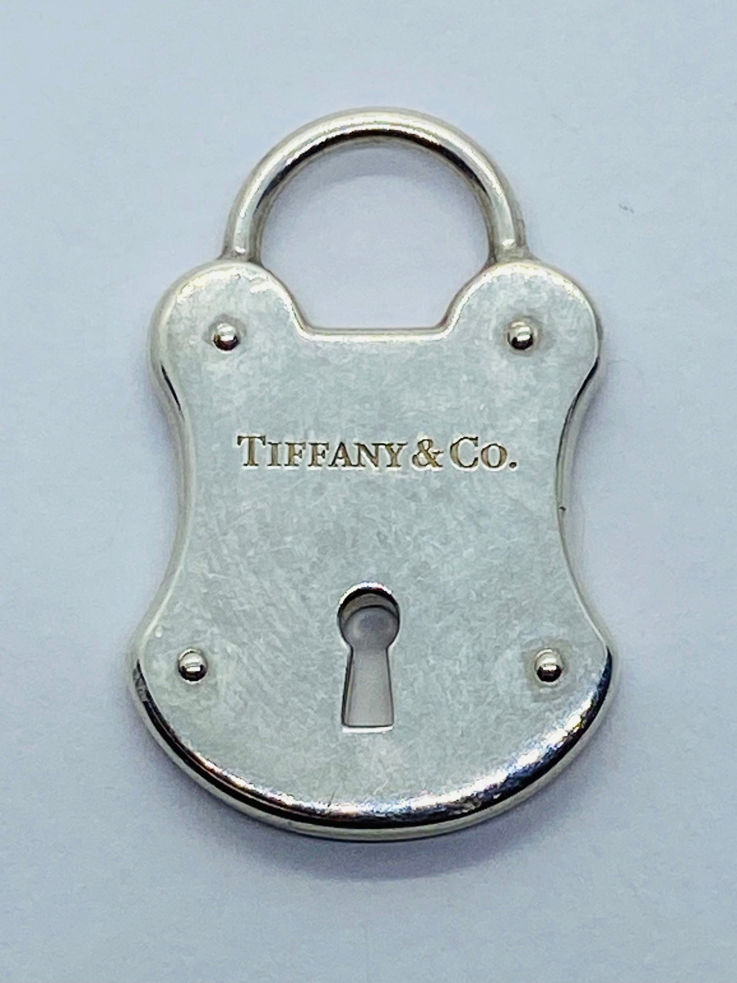Tiffany & Co Large 925 Sterling Silver Lock Key Hole Charm Pendant 28x18mm