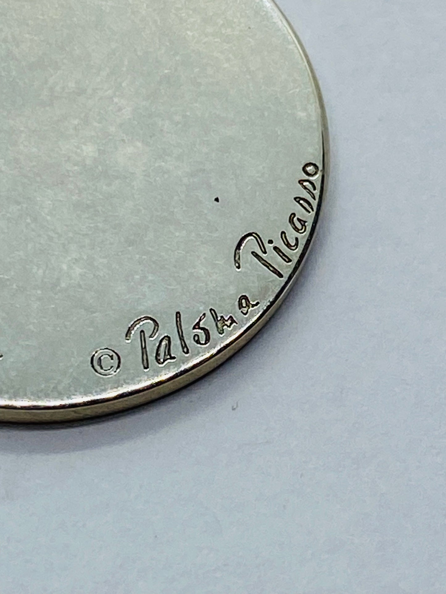 TIFFANY & CO STERLING SILVER PALOMA PICASSO ROUND TAG FOB CHARM