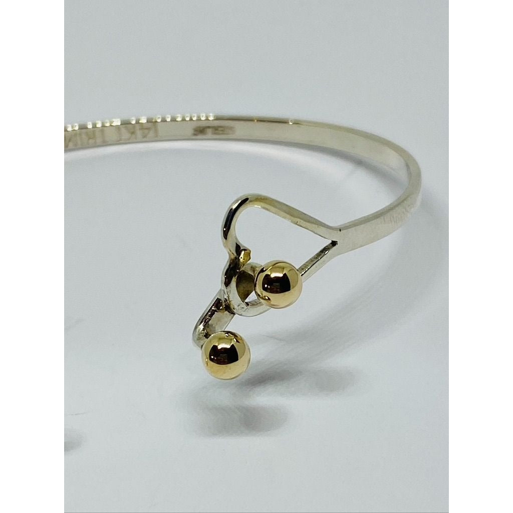 Tiffany & Co. Double Heart Bangle Bracelet in Sterling Silver & 14K Gold Balls