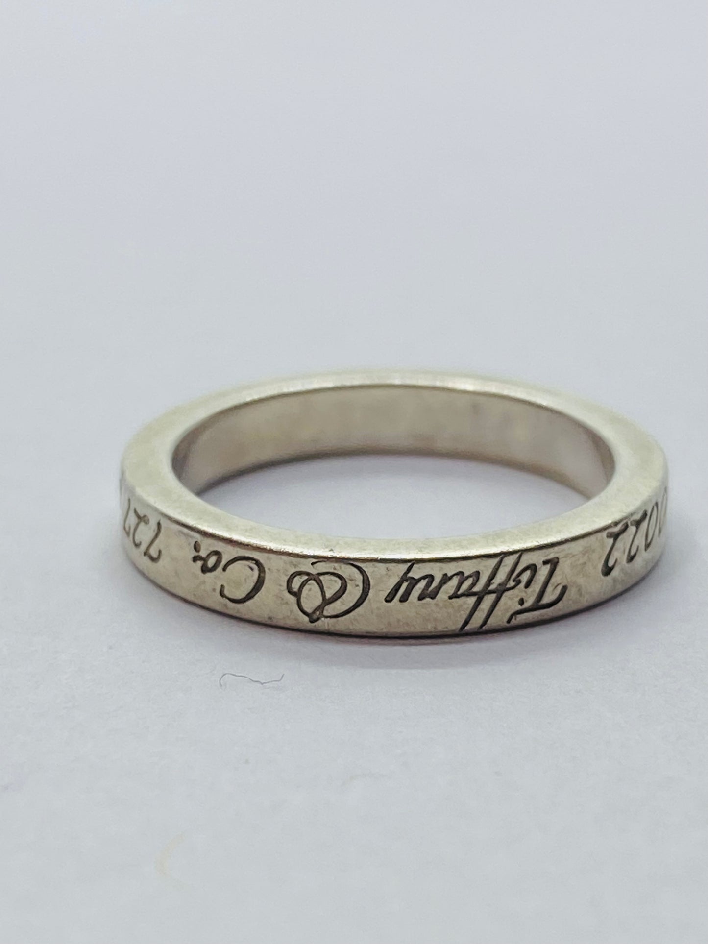 Tiffany & Co Sterling Silver Notes 925 Narrow Band Ring Size 3.75