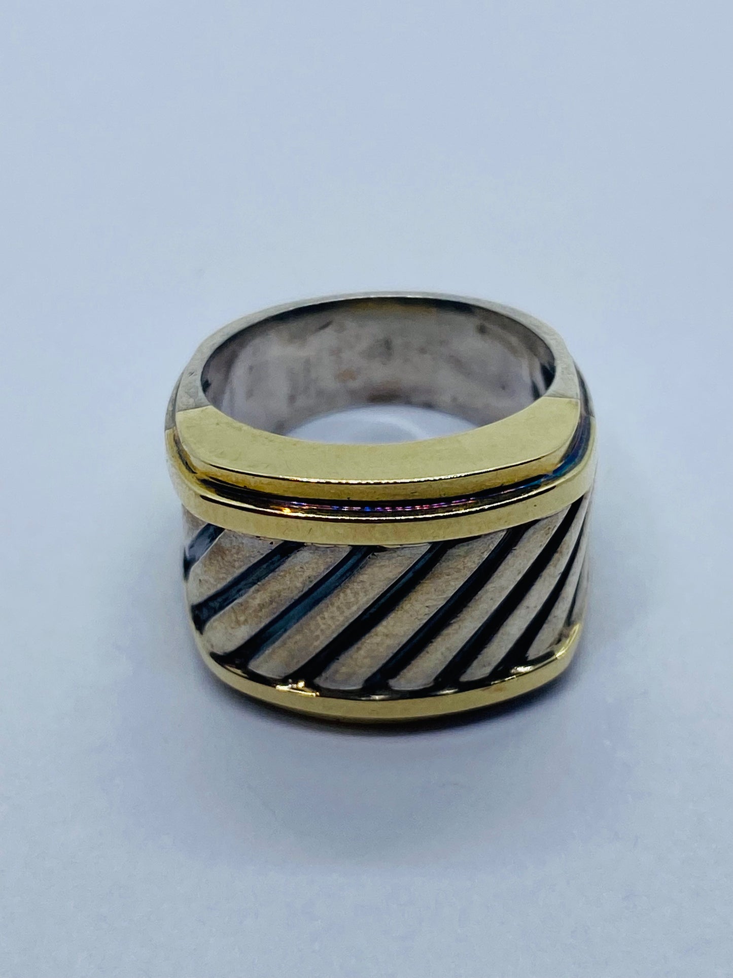 David Yurman Thoroughbred Ring 14K Gold Sterling Silver Cigar Cable Size 7.5