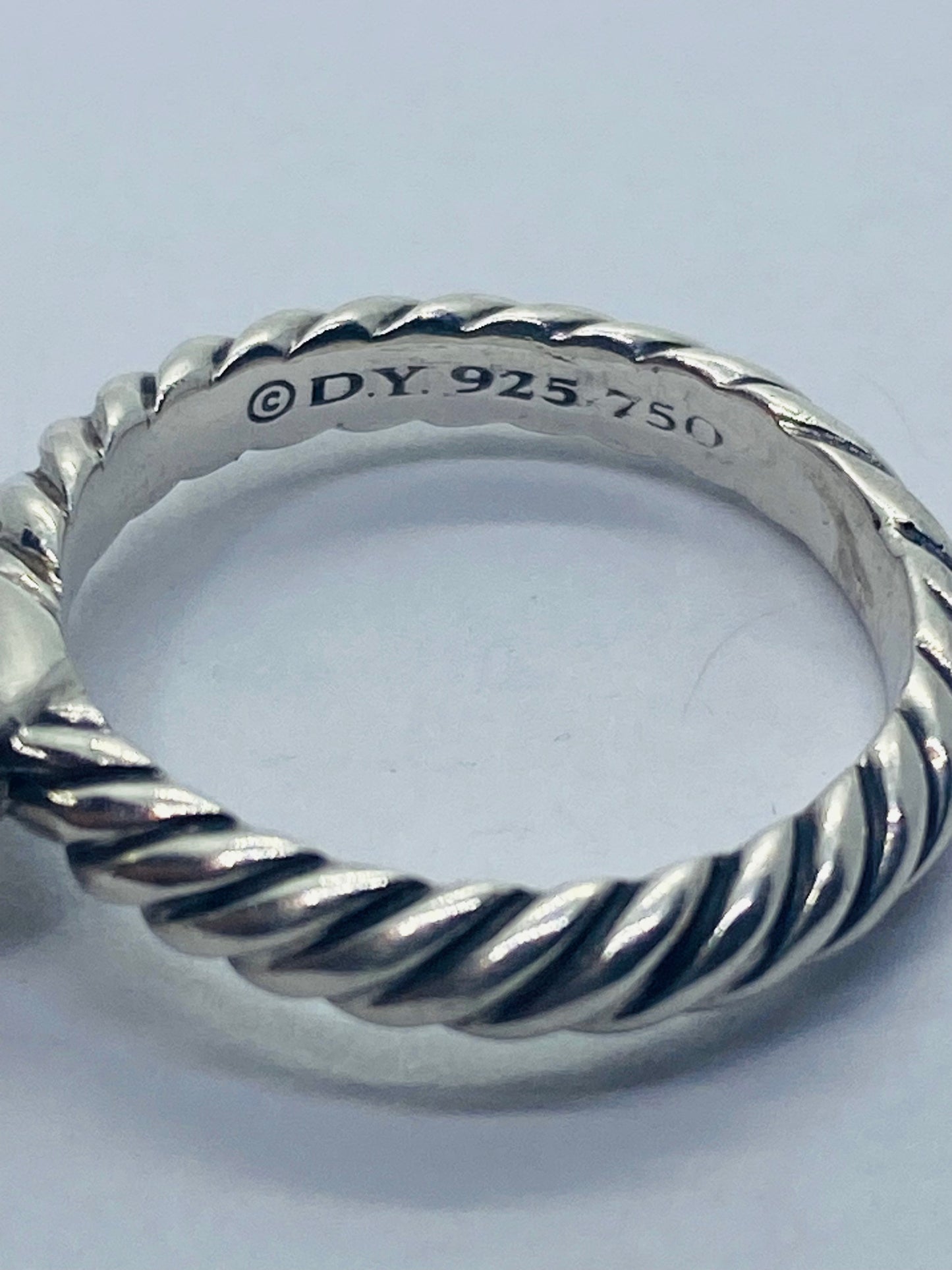 DAVID YURMAN STERLING SILVER 18K GOLD NOBLESSE HAMPTON BLUE RING SIZE 4.75