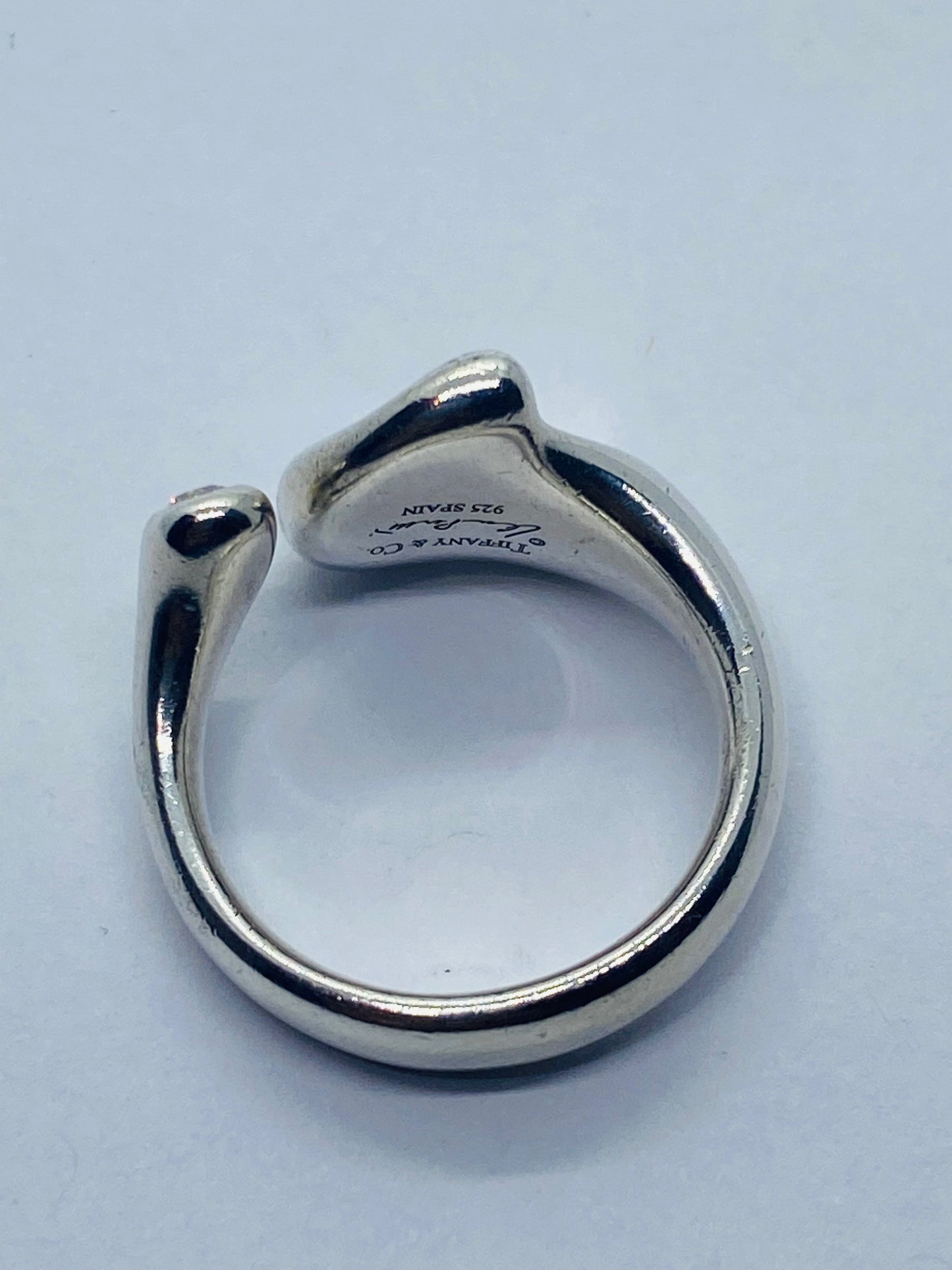 Tiffany & Co. Elsa Peretti Sterling Silver Full Heart Diamond Ring, Size 6.0
