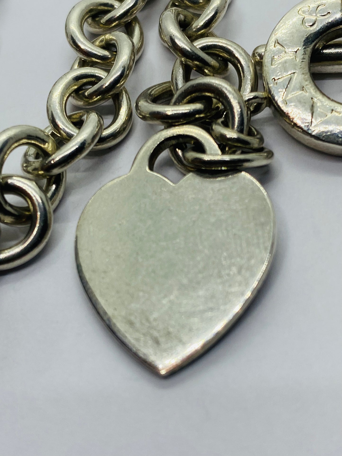 Tiffany & Co Sterling Silver Toggle Heart Tag Blank Heart Necklace 16” 74.8