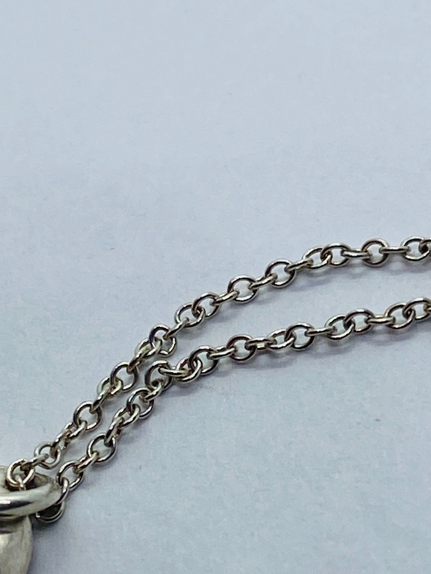 Tiffany & Co Silver Diamond Key Heart Pendant Charm T & Co 16.5”