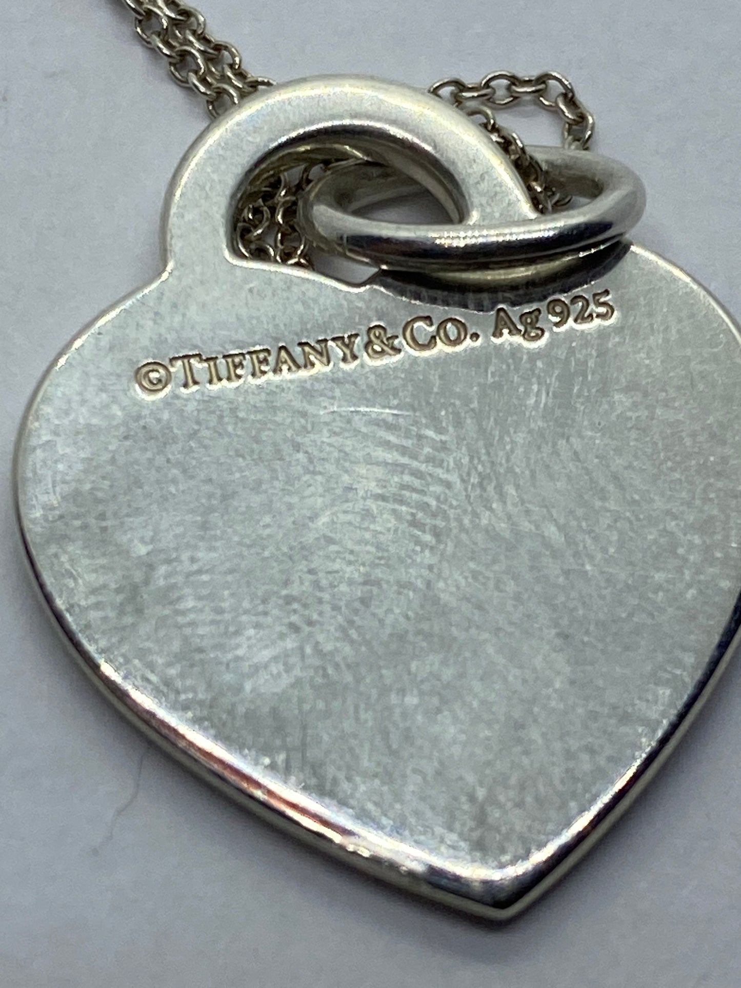 Tiffany & Co Silver Alphabet A Heart Charm Pendant Necklace 18” Long