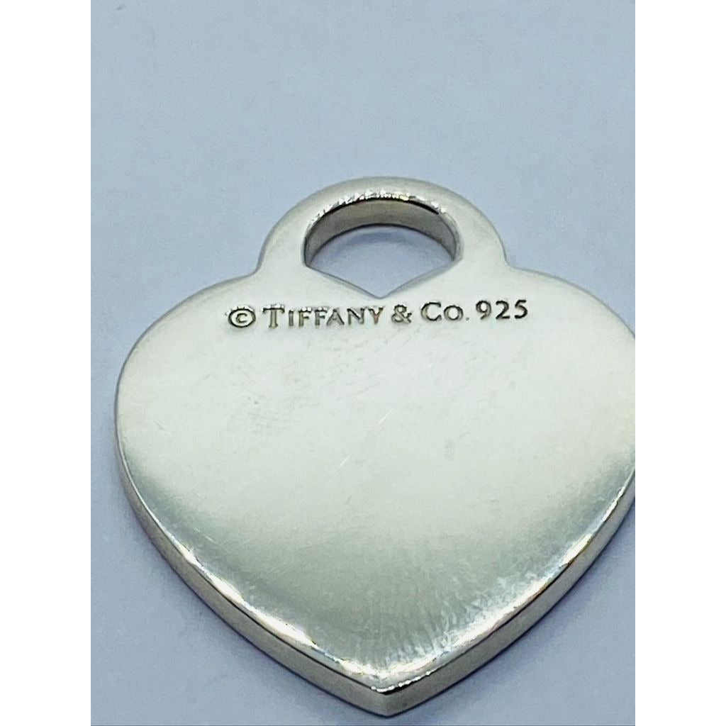 Tiffany & Co Sterling Silver Engravable Blank Heart Tag Charm Pendant
