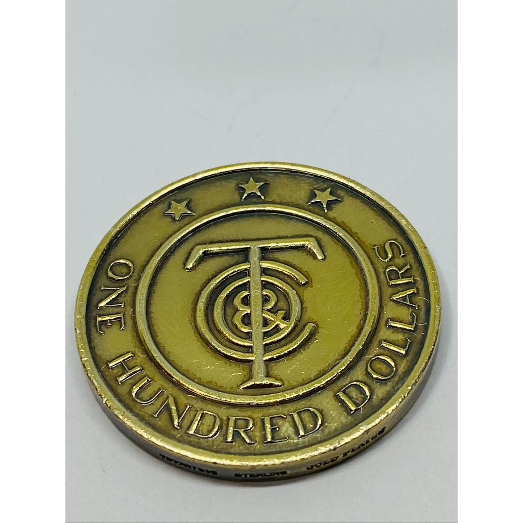 Tiffany & Co $100 One Hundred Dollars Gold Plated Silver Token