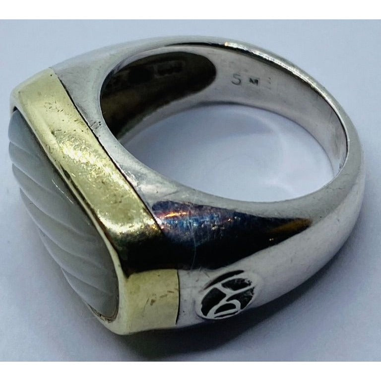 David Yurman18K Sterling Silver Carved Mother Of Pearl Ring Size 6