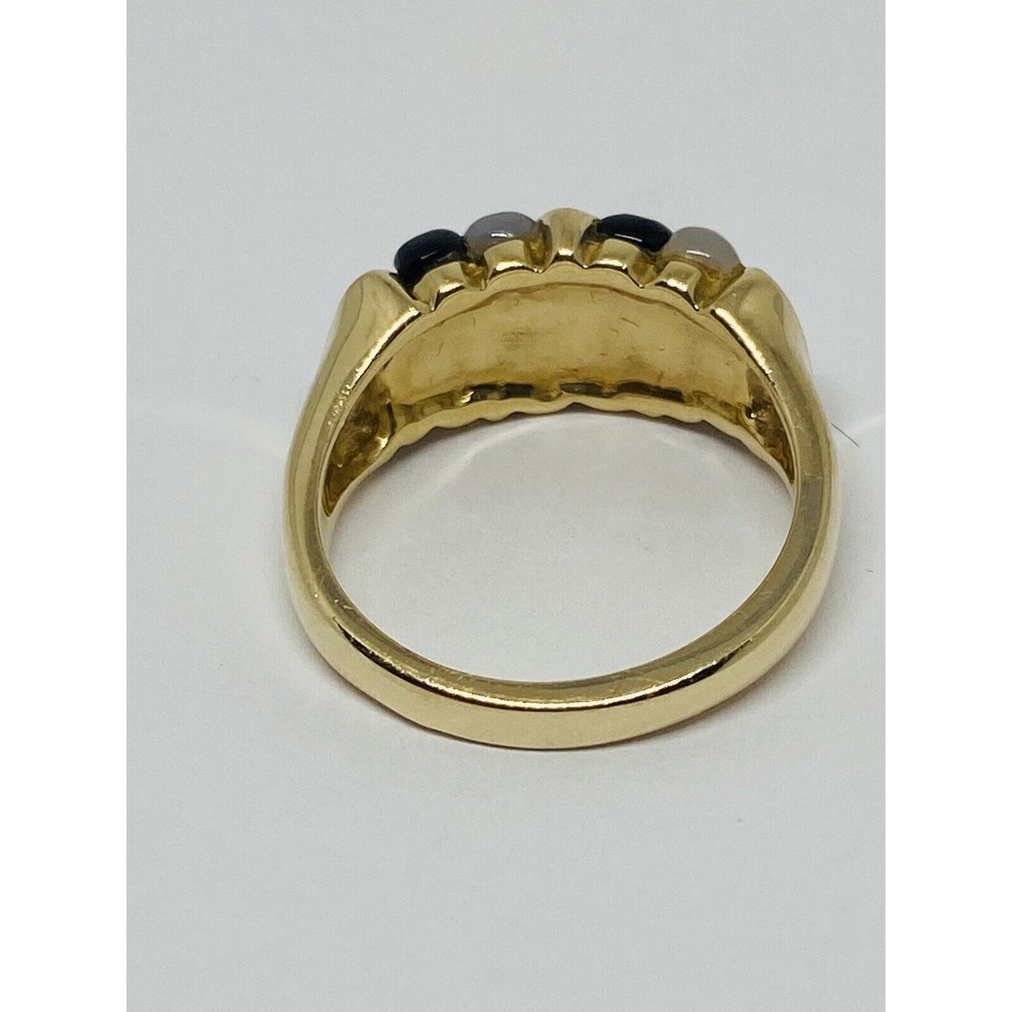 Kabana 14K Yellow Gold Mother Of Pearl Inlay Black Onyx Cocktail Ring