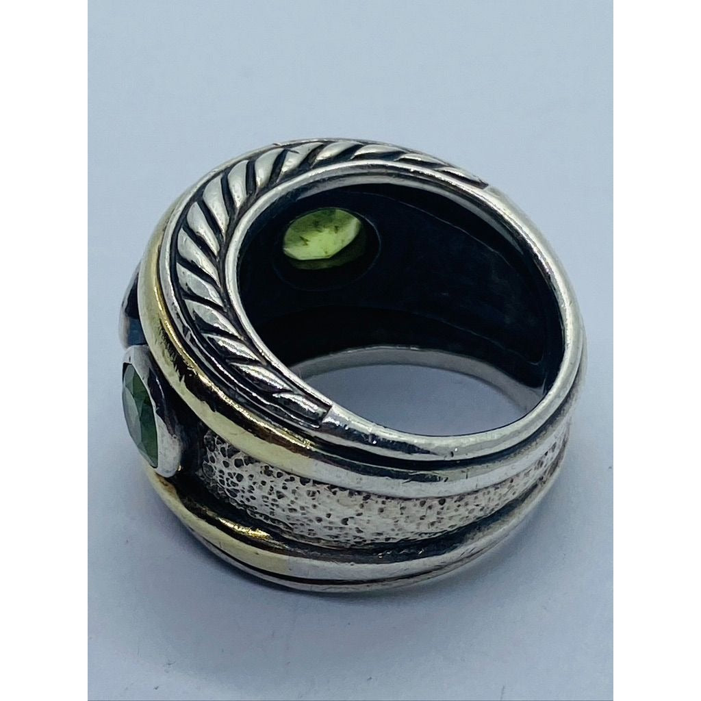 DAVID YURMAN 14K Gold Sterling Silver Citrine Green Peridot Renaissance Ring 6.75