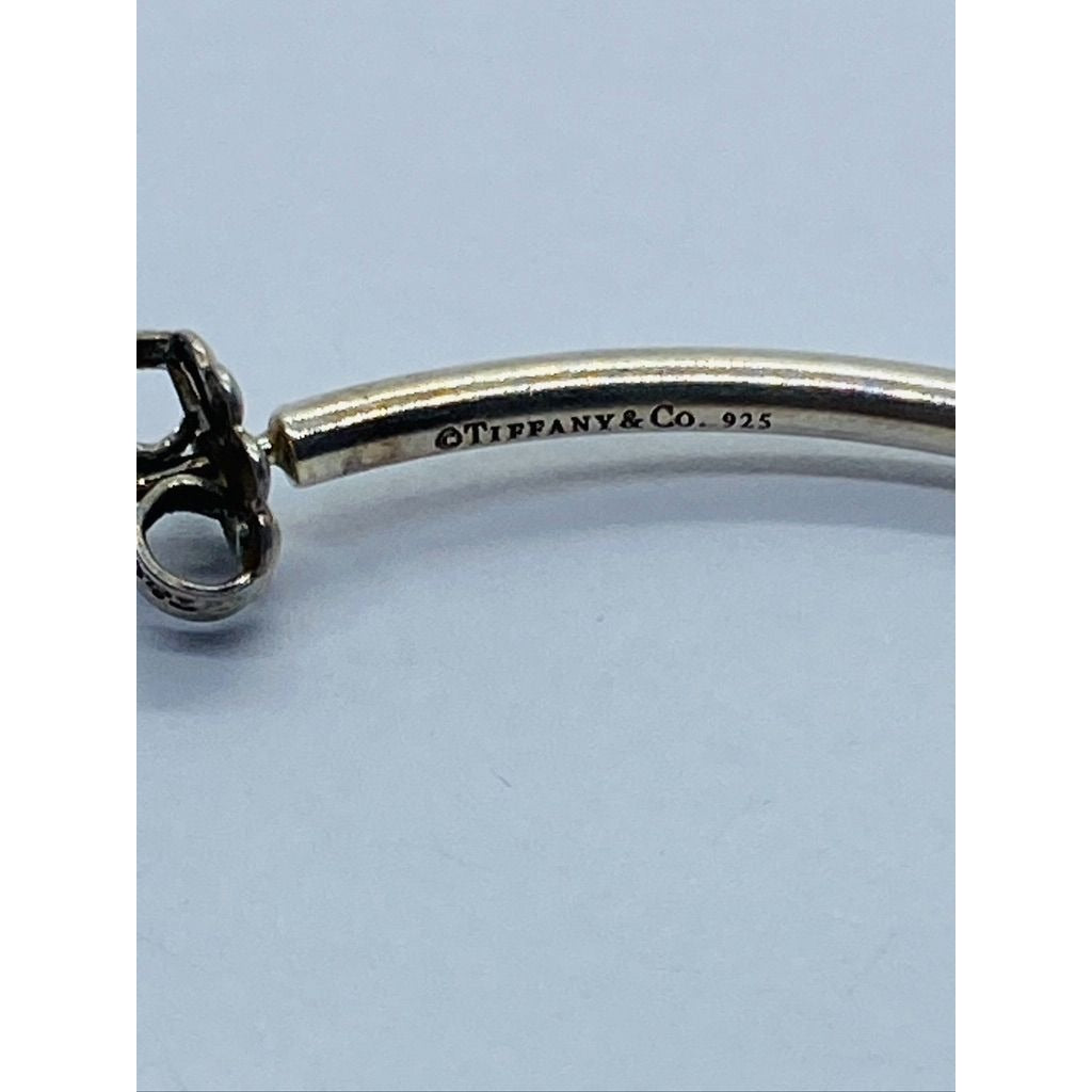 Tiffany & Co 2" Large Hoop Bezet Earrings Love Sterling Silver 925