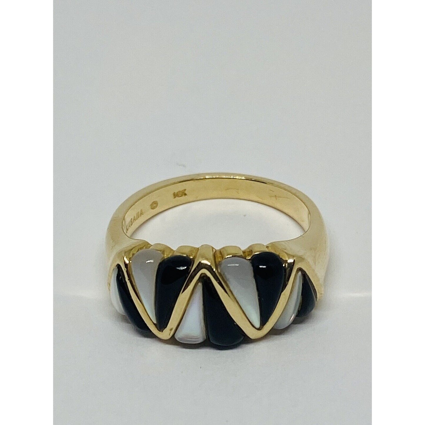 Kabana 14K Yellow Gold Mother Of Pearl Inlay Black Onyx Cocktail Ring