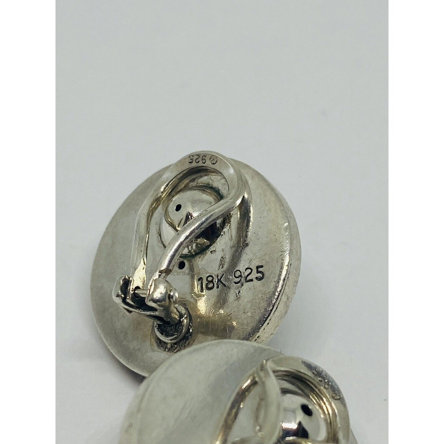 John Hardy 925 Sterling Silver 18K Vintage Gold Dot Clip On Earrings 3/4"