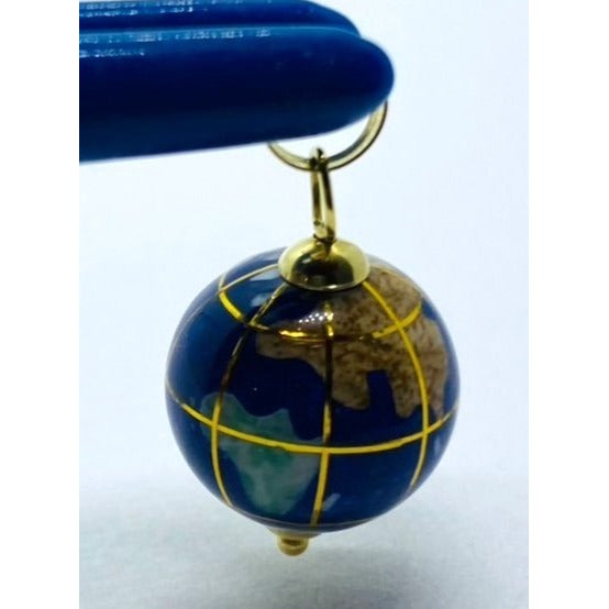 Vintage 18K 750 Gold Globe and Enamel Pendant Signed