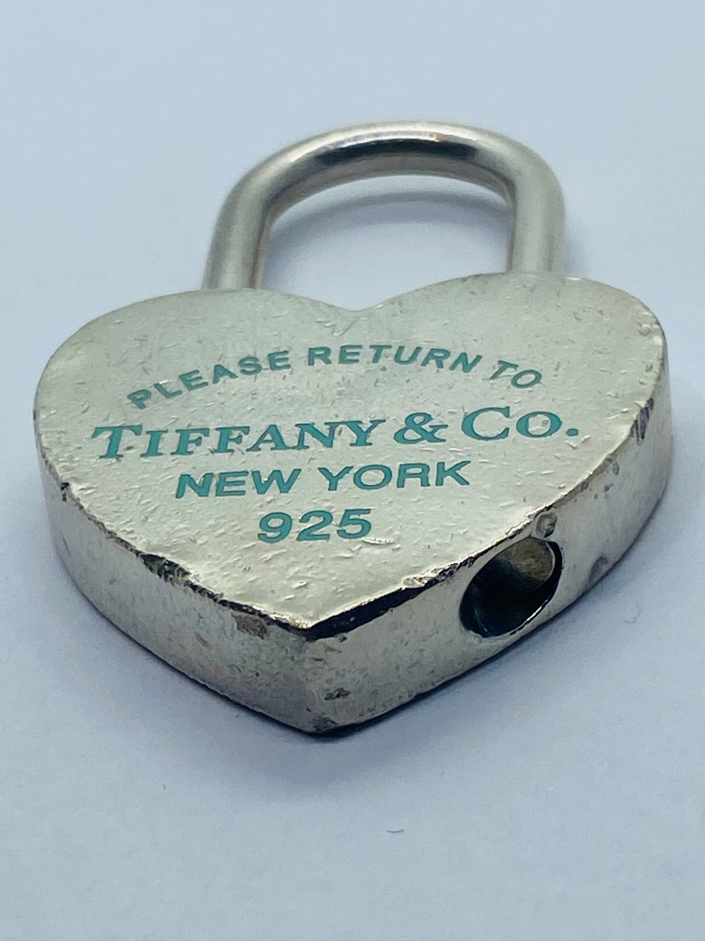 GIANT Tiffany & Co Blue Enamel Heart Padlock Please Return to Tiffany & Co NY 2”