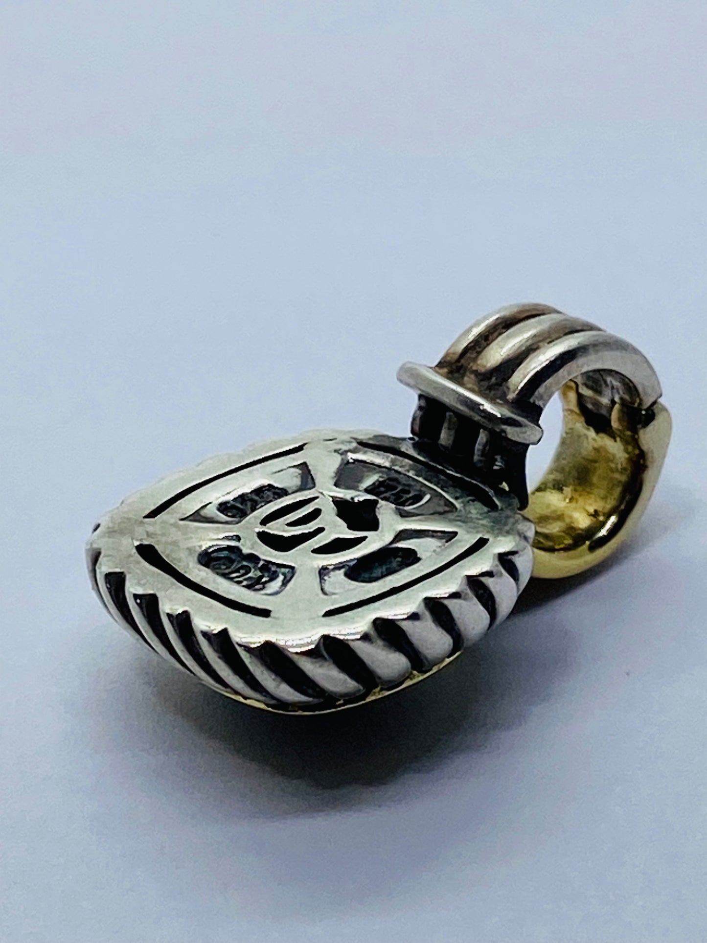 David Yurman Sterling Silver 18K Gold Pave Diamond Albion Cable Pendant $1,150