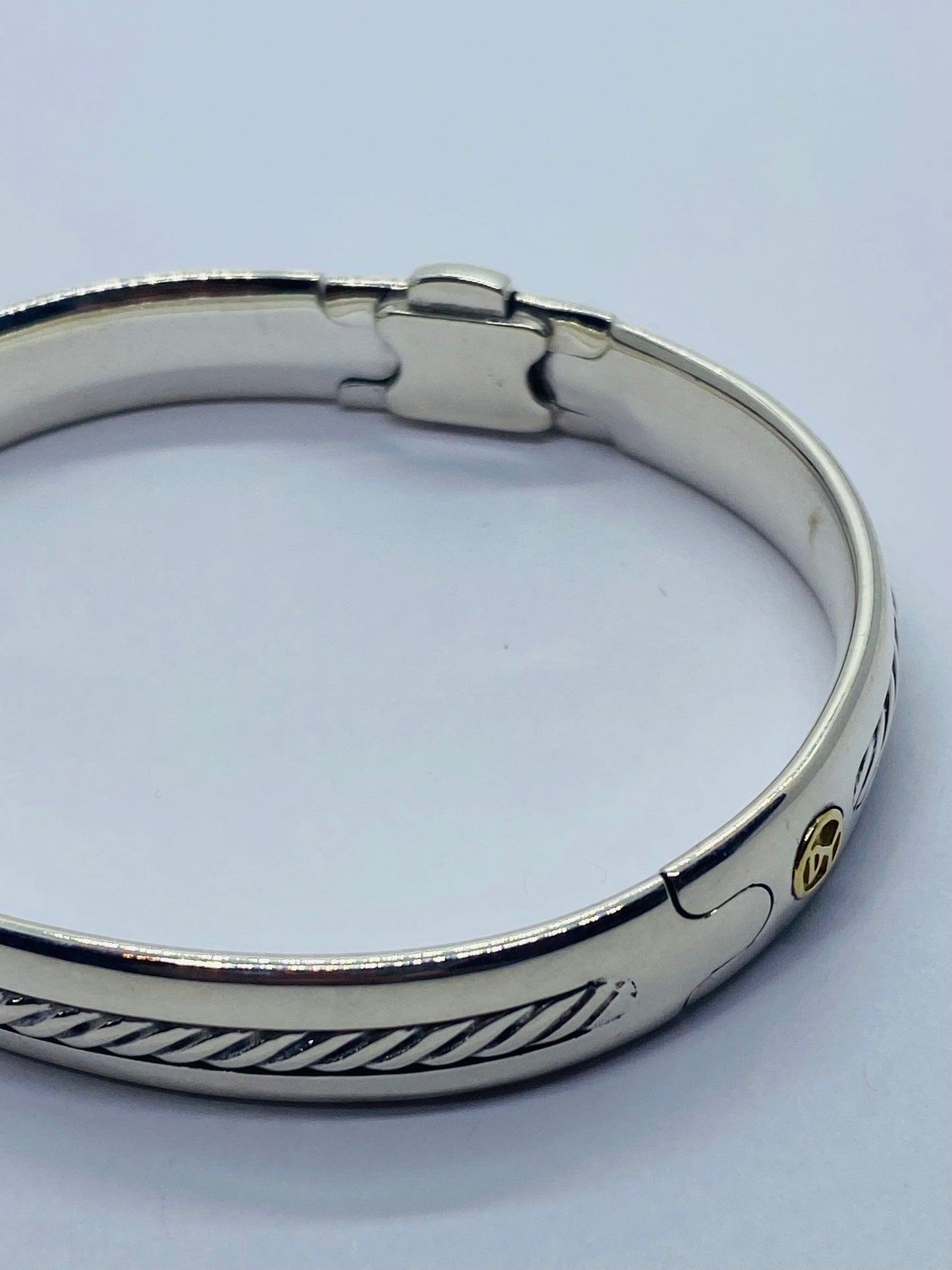 Mens David Yurman Classic Cable bracelet 18K YG sterling silver 7”