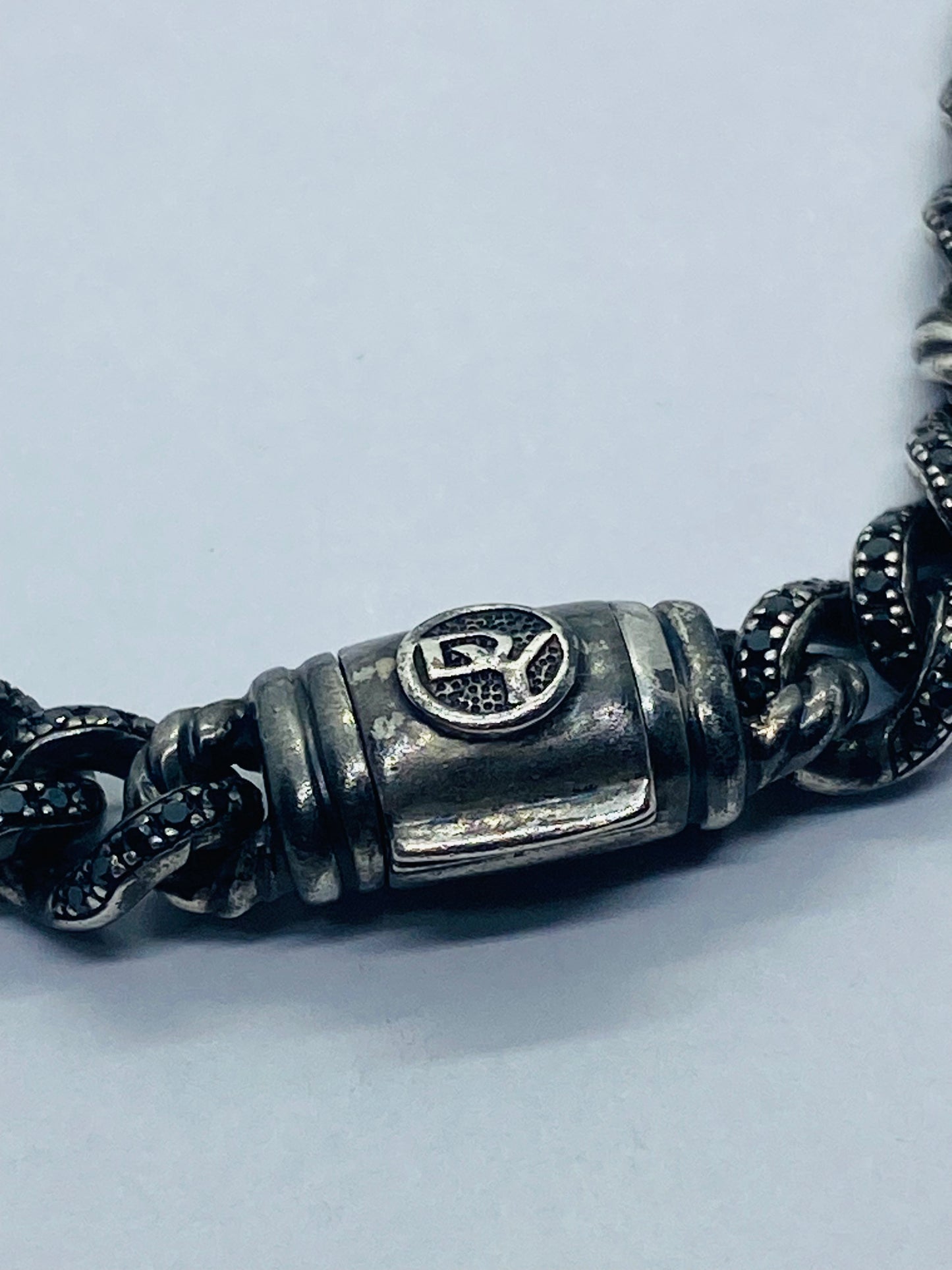 $4200 David Yurman Sterling Silver BraceletBlack Pave Diamonds 6.5” 6.4mm
