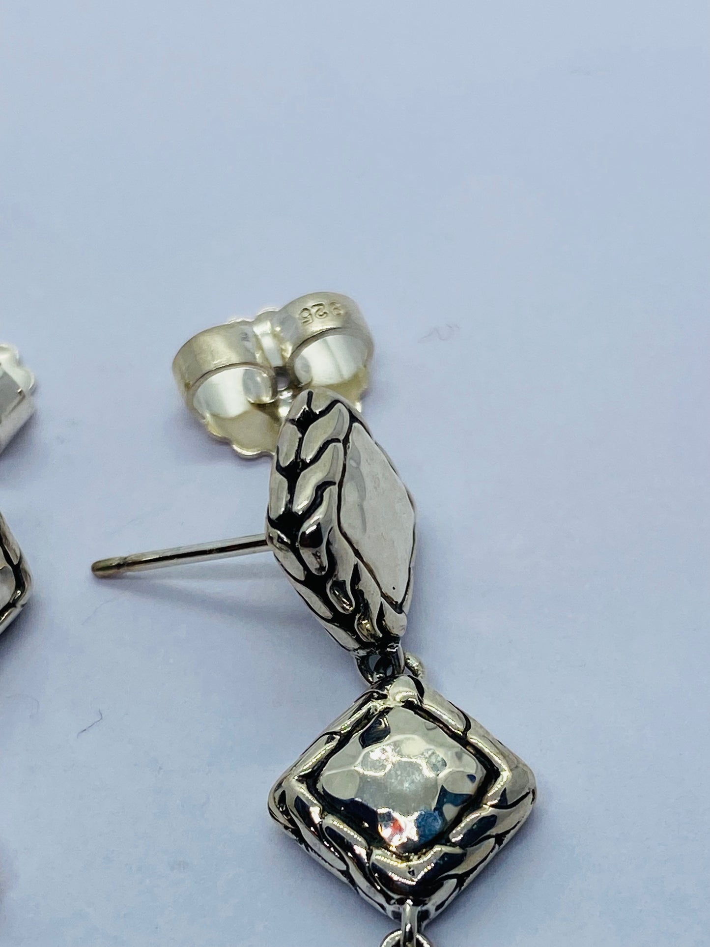 $550 John Hardy Sterling Silver Palu Collection Four Square Drop Earrings